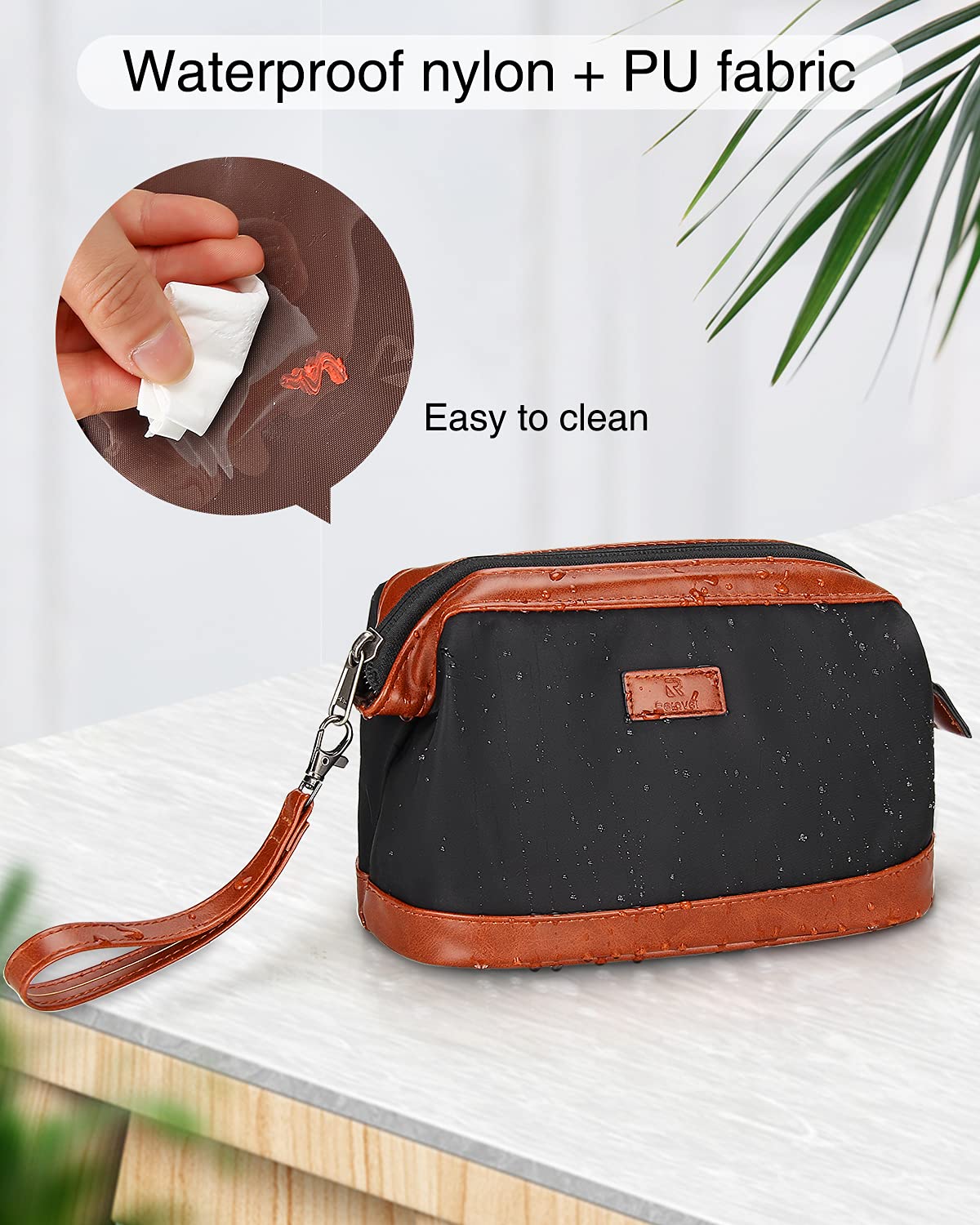 Relavel Bolsa de maquillaje pequeña de viaje para mujeres, bolsa de brochas de maquillaje, portátil, de 2 capas, gran capacidad, organizador de