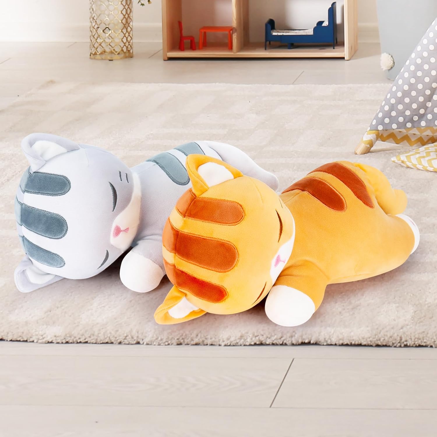 Achwishap Peluche de gato, almohada de felpa de gato, almohada suave de peluche kawaii para abrazar, lindos juguetes de peluche para niños y