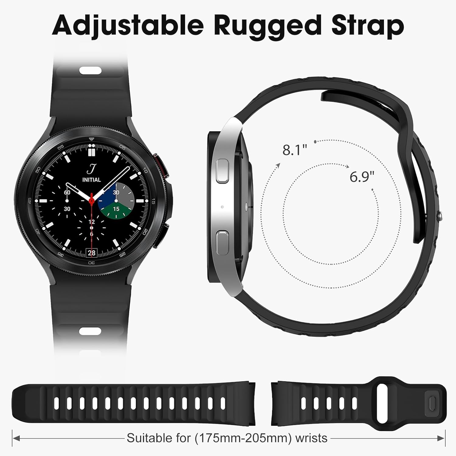 Paquete de 2 correas sin huecos compatibles con Samsung Galaxy Watch 6 5 4 Band 1.575 in 1.732 inGalaxy Watch 6 Classic 1.850 in 1.693 inWatch 5 Pro