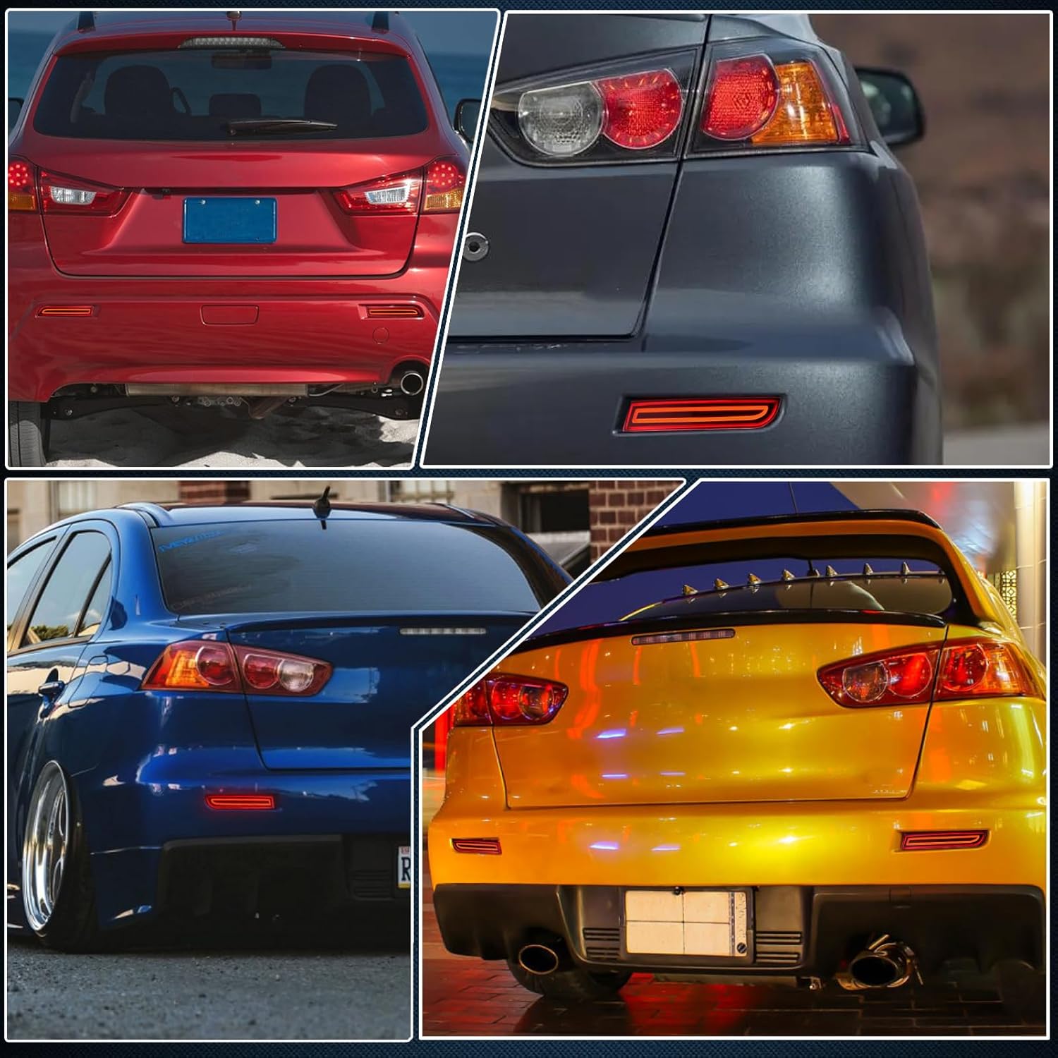 GEEGEETOP Lente ahumada LED reflector trasero parachoques luz antiniebla compatible con Mitsubishi Lancer 2008-2017Evolution X 2008-2017Outlander
