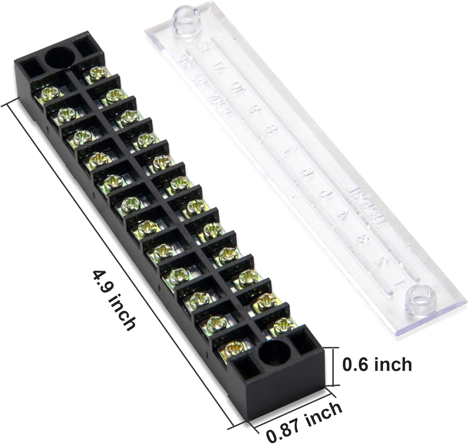MILAPEAK – Regleta de terminales de doble hilera de 600 V 25 A con tapa + tira de barrera preaislada de 400 V 25 A