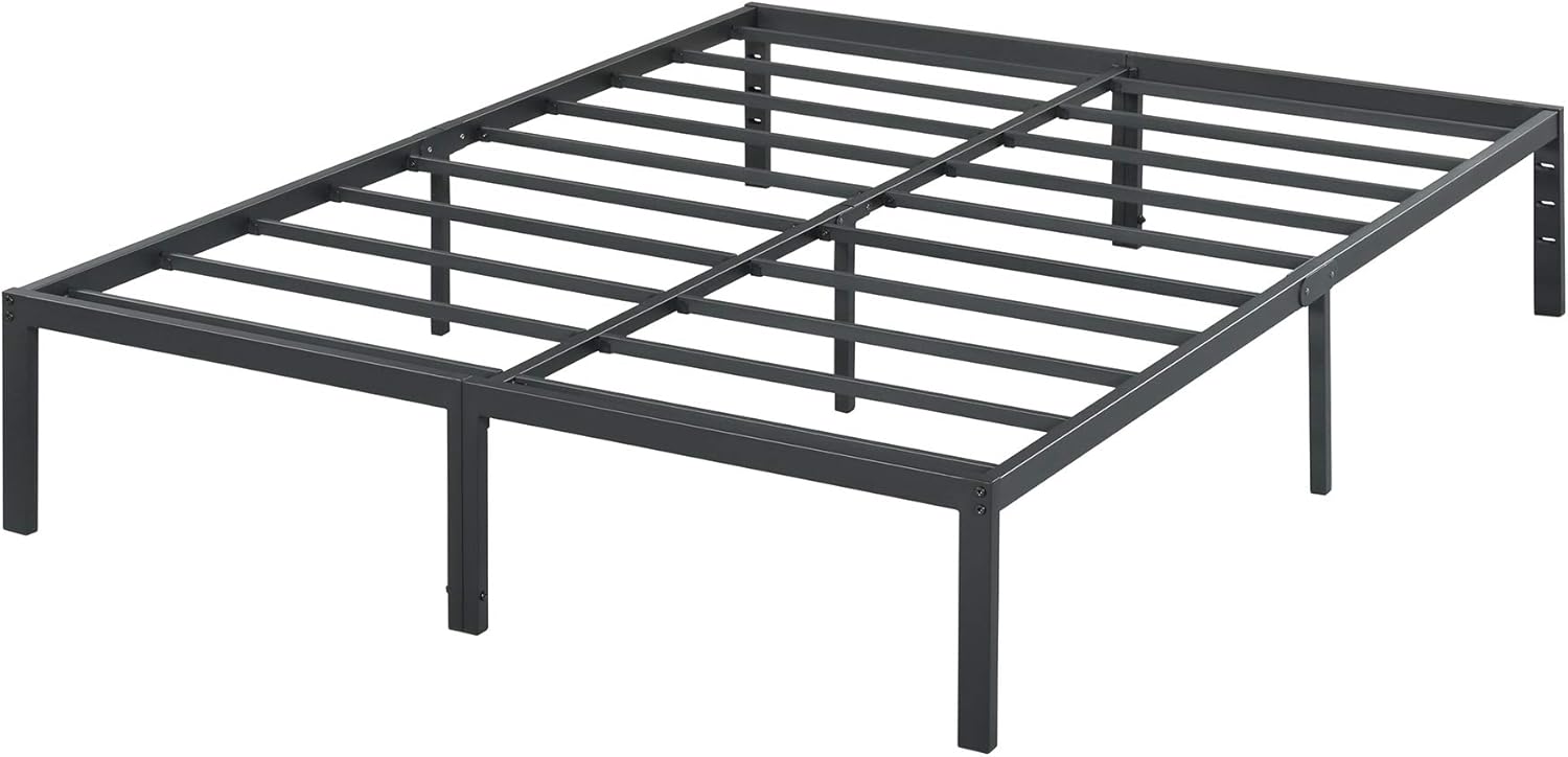 PrimaSleep Marco de cama de metal resistente de 14 pulgadas, antideslizante, cómodo marco de cama, sin ruido, fácil de montar, negro, tamaño King