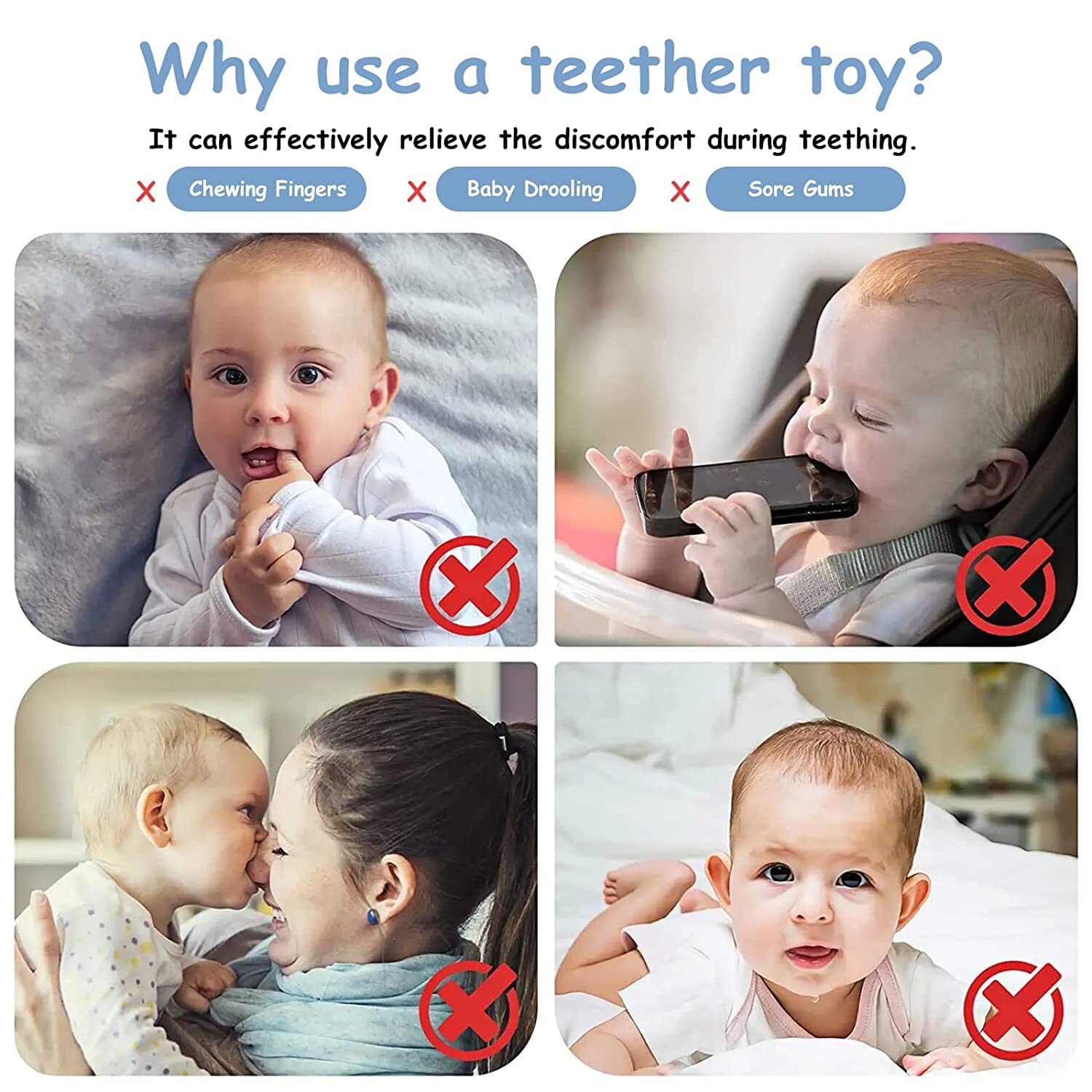 Juguetes de dentición de silicona para bebés, mordedor con control remoto para bebés de 0 a 18 meses, juguetes mordedores para bebés y niños