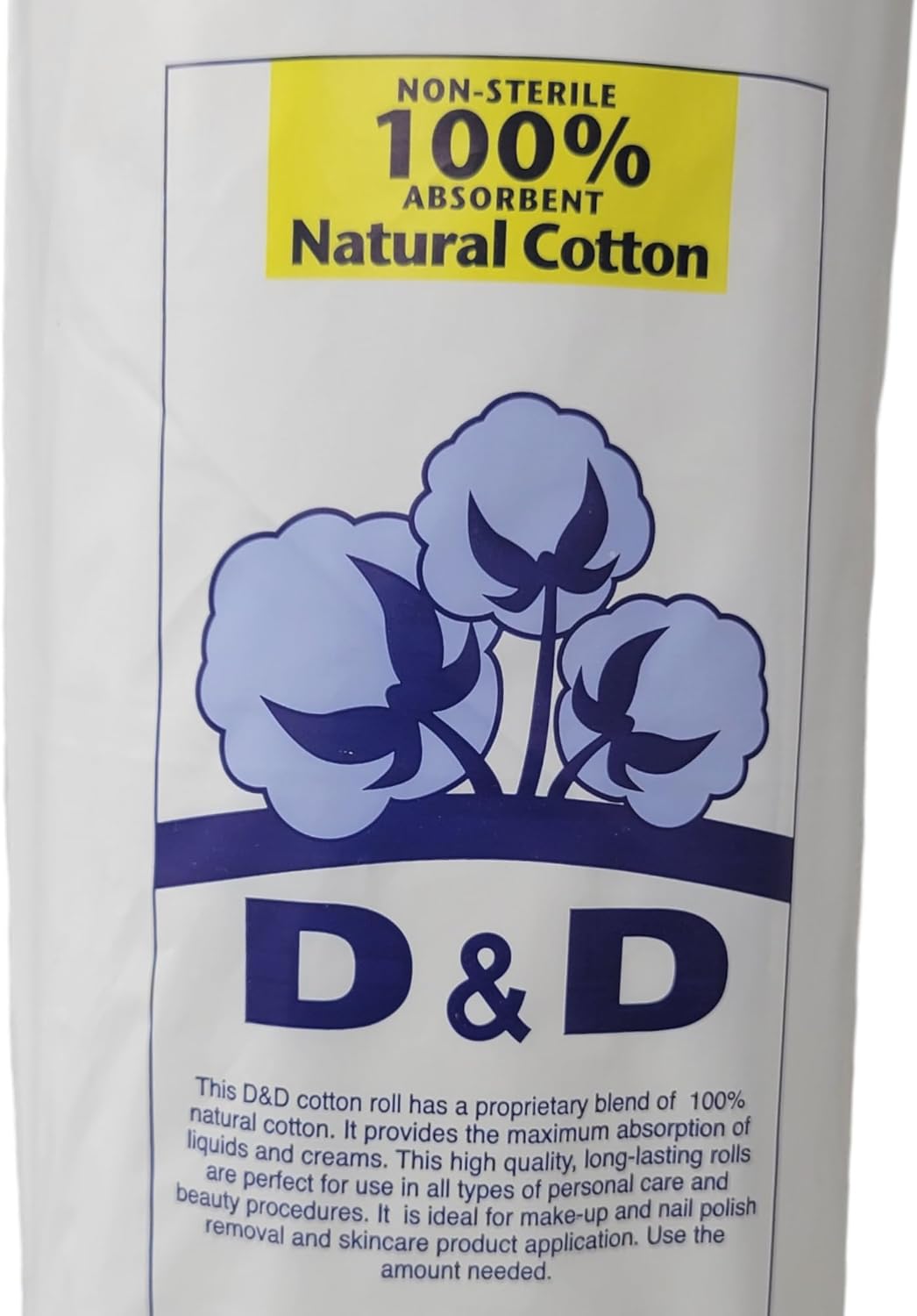 D&D – Rollo de algodón natural 100% no estéril, absorbente, 8 onzas, paquete de 2 (2)