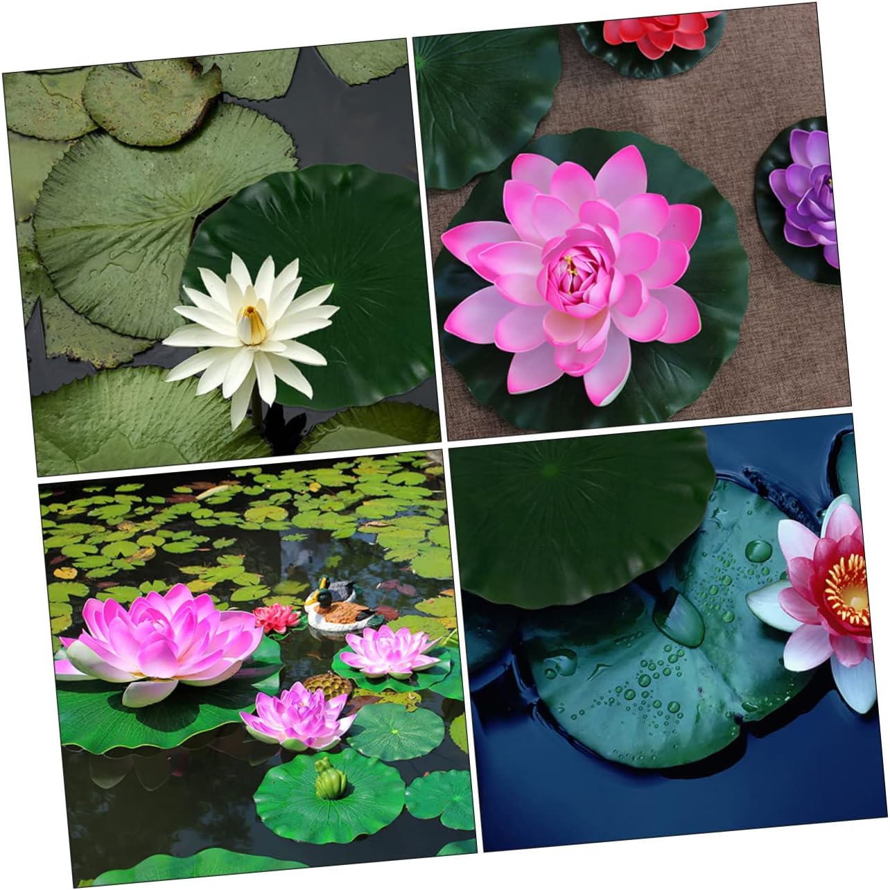 VOSAREA Hojas de loto artificiales, 3 piezas, regadera de hoja de loto simulada para interiores, plantas de aire sintéticas, decoración de follaje,
