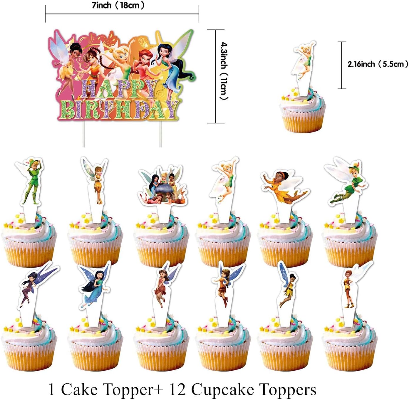 Tinker Bell – Decoraciones de fiesta de cumpleaños, suministros de fiesta de películas de hadas, incluye pancarta, decoraciones para pasteles,