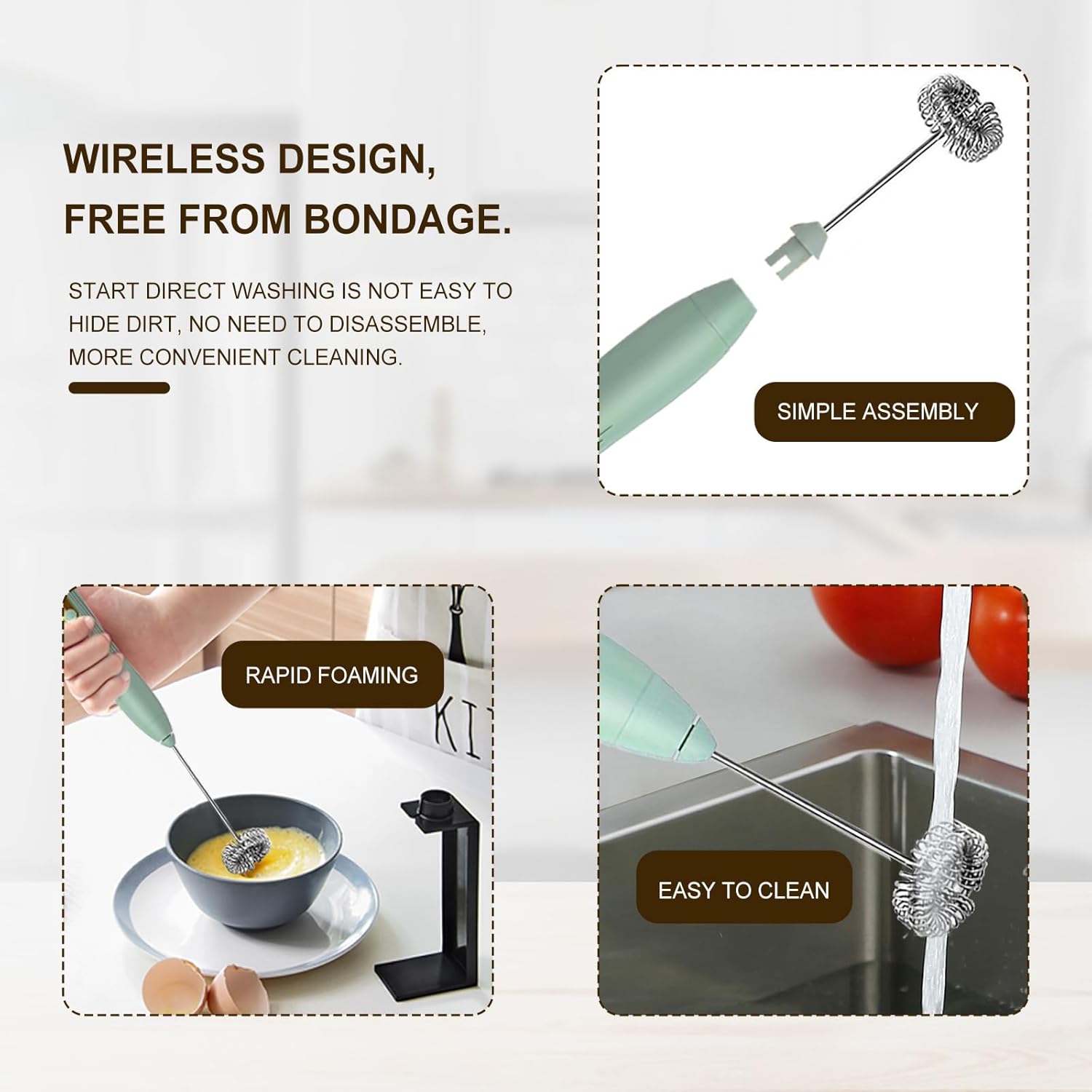 Potente espumador de leche de mano, máquina de espuma eléctrica recargable por USB para café, mini espumador de leche, mezclador de bebidas de acero