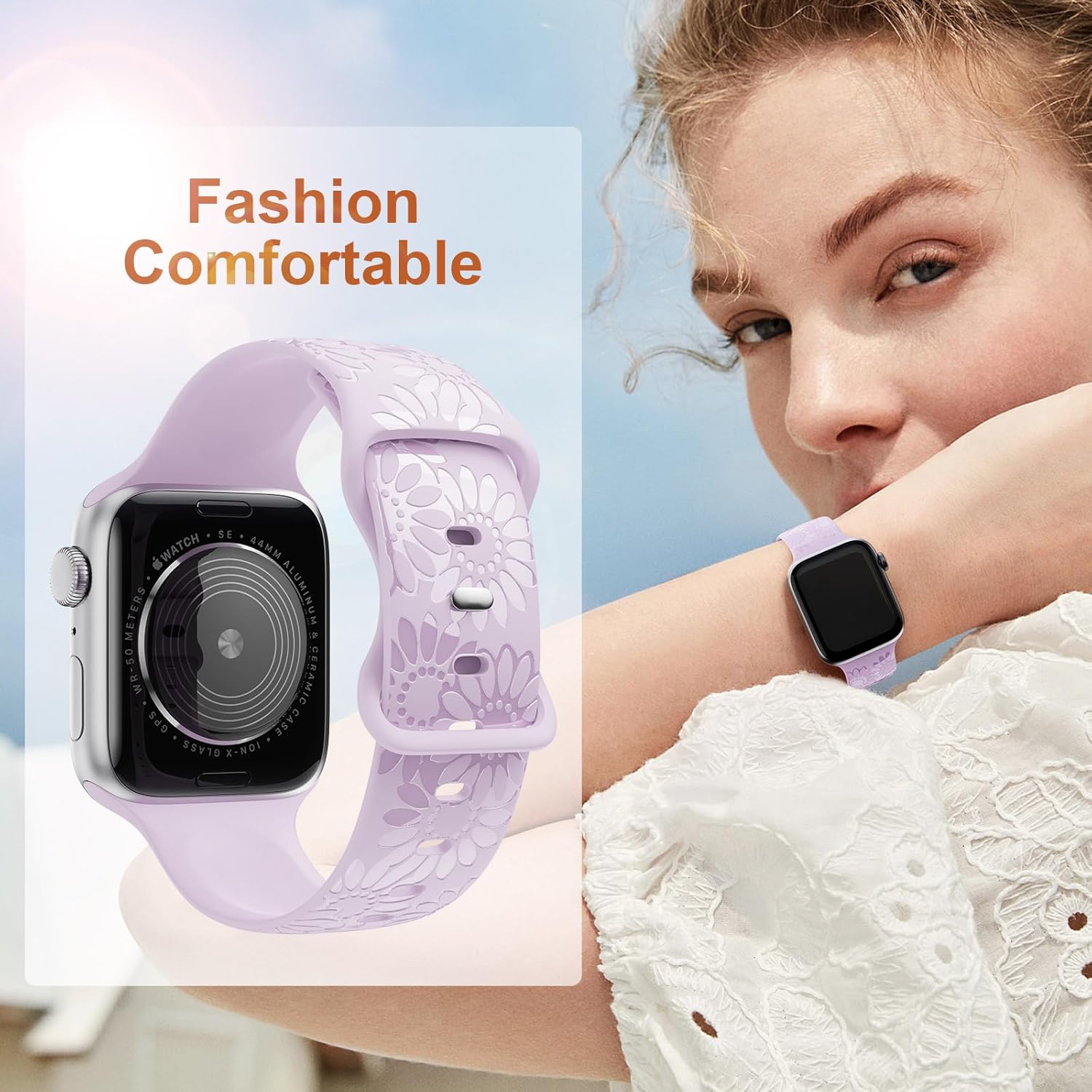 Paquete de 4 correas grabadas de girasol compatibles con Apple Watch Band de 1.575 pulgadas, 1.614 pulgadas, 1.496 pulgadas, 1.654 pulgadas, 1.732