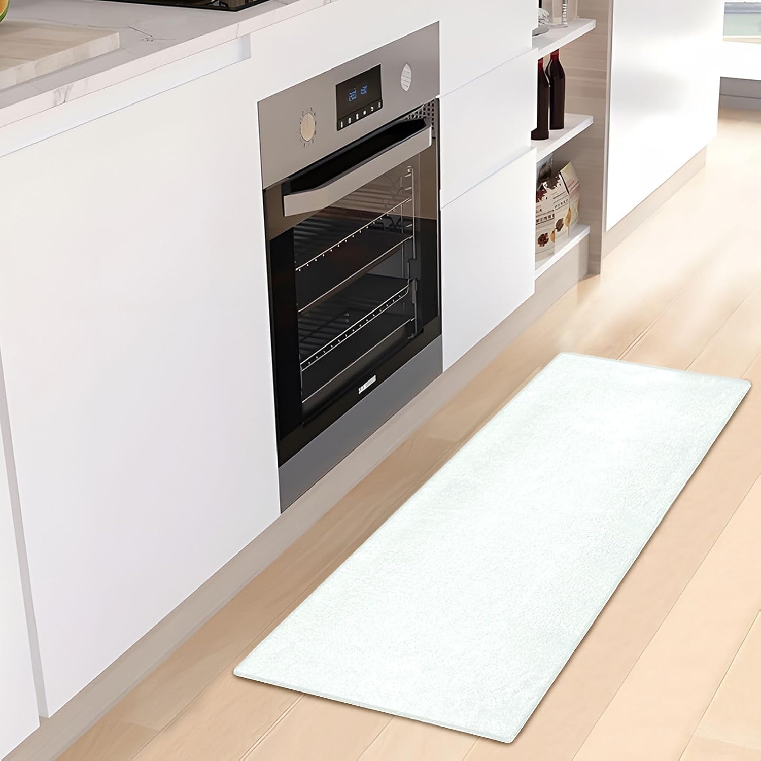 Tapetes de felpa color crema menta para baño, base de goma antideslizante, lavables, alfombra de baño absorbente, 39 x 20 pulgadas