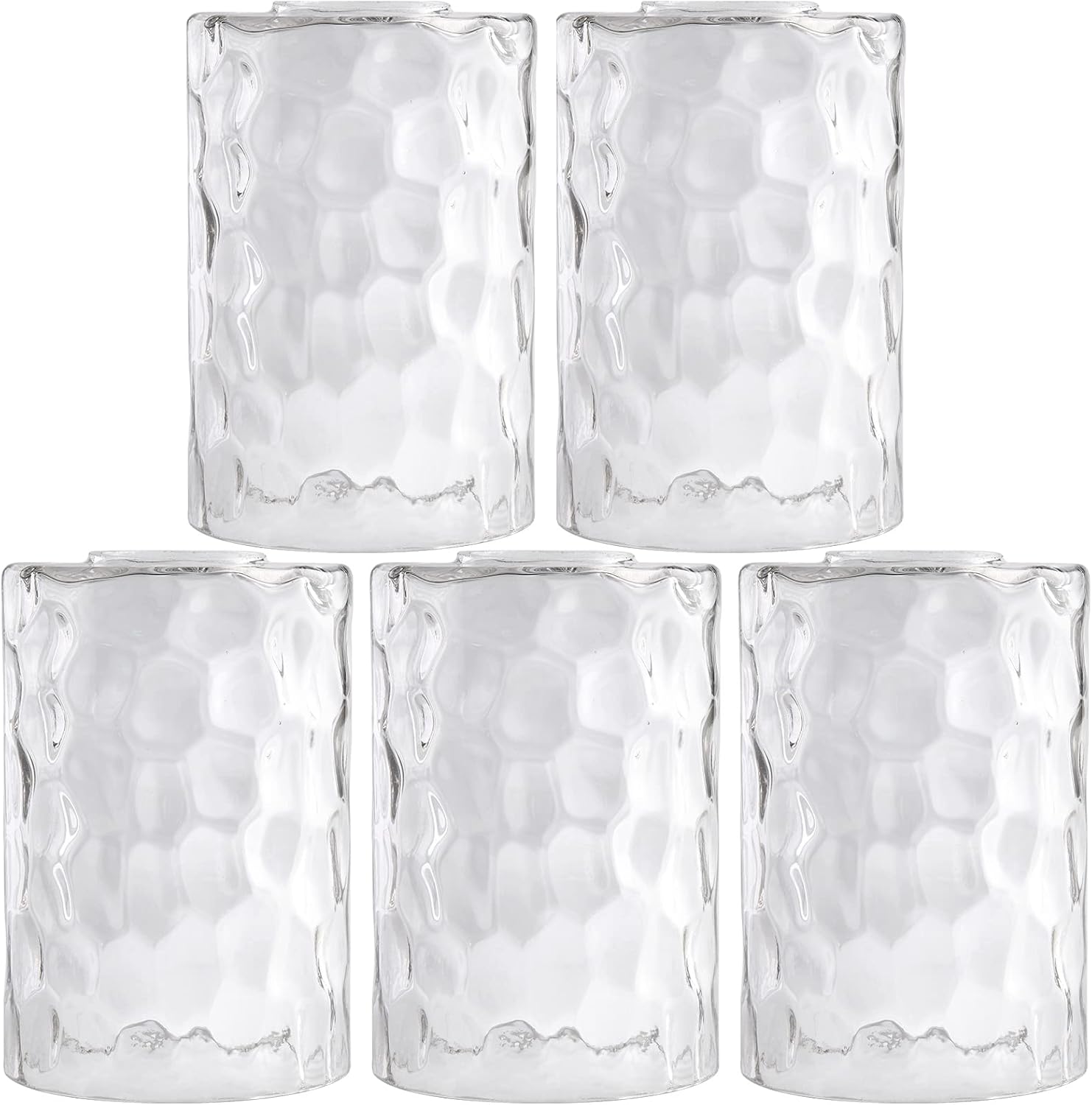 Paquete de 5 pantallas de vidrio martillado transparente de repuesto para accesorios de iluminación, 6 pulgadas de alto, pantalla de vidrio