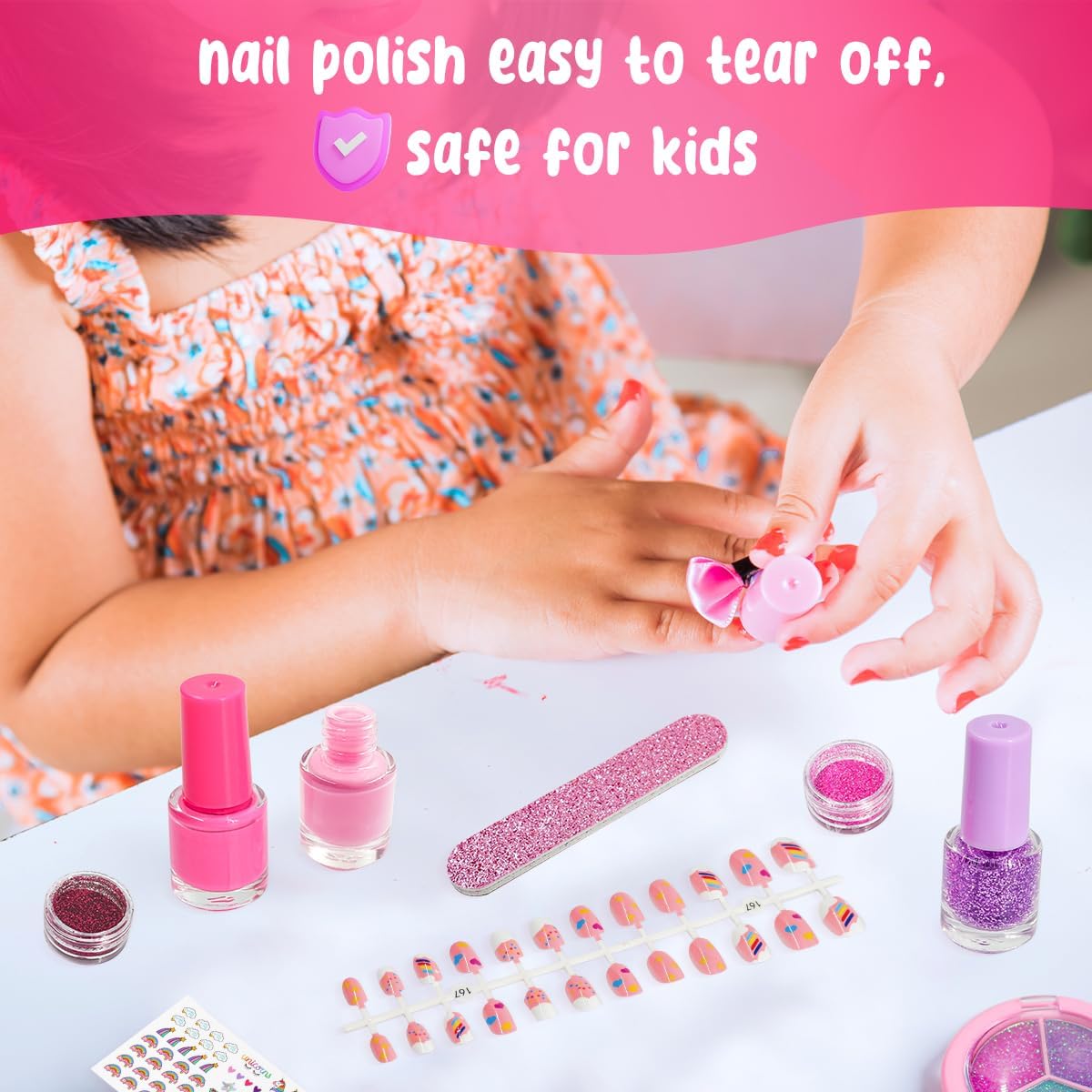 Kids Makeup Set Toys Gift, Washable Make Up Kits and Nail Polish Set Hair Dye Stick for Girls , Perfect Kids Christmas Birthday Gifts for Girl Ages