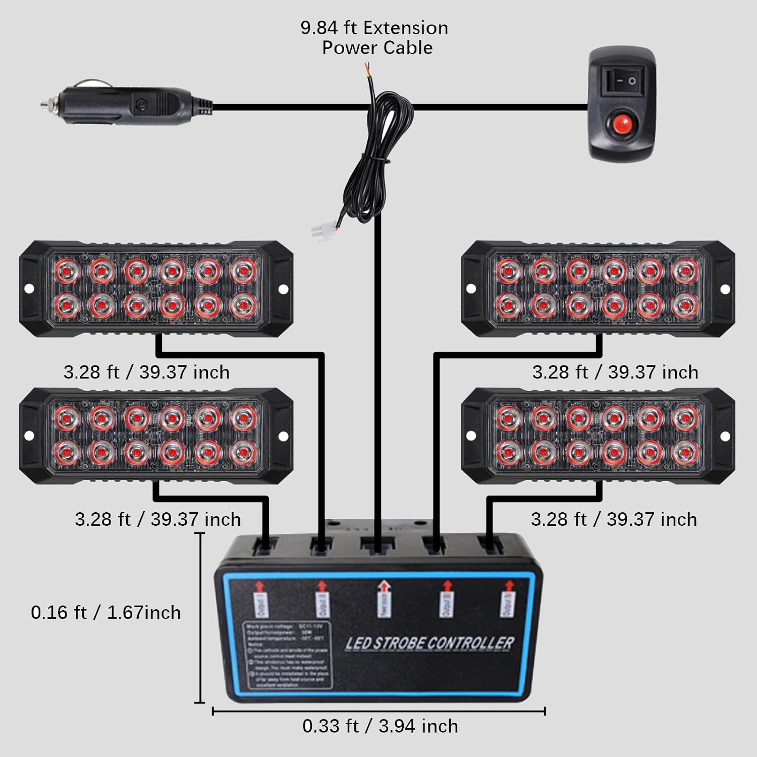 ADAURIS 12 luces LED estroboscópicas para camiones, luces de emergencia para vehículos, luces intermitentes ámbar, para vehículos, 12 V -24 V, súper