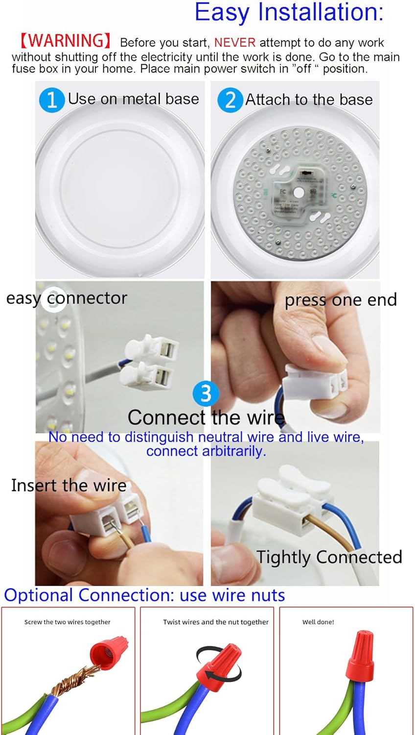 Ventilador de techo LED regulable de 36 W, 5 CCT, luz empotrada, kit de reacondicionamiento del motor, bombilla fluorescente circular de panel LED