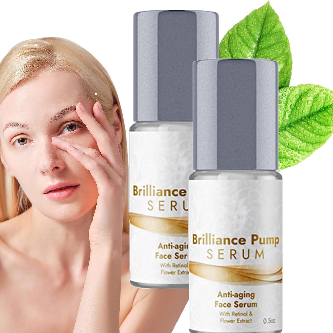 Brilliance Pump Serum, bomba de suero para ojos, suero facial antienvejecimiento, suero de ojos que desafía la edad, suero de ojos de retinol,