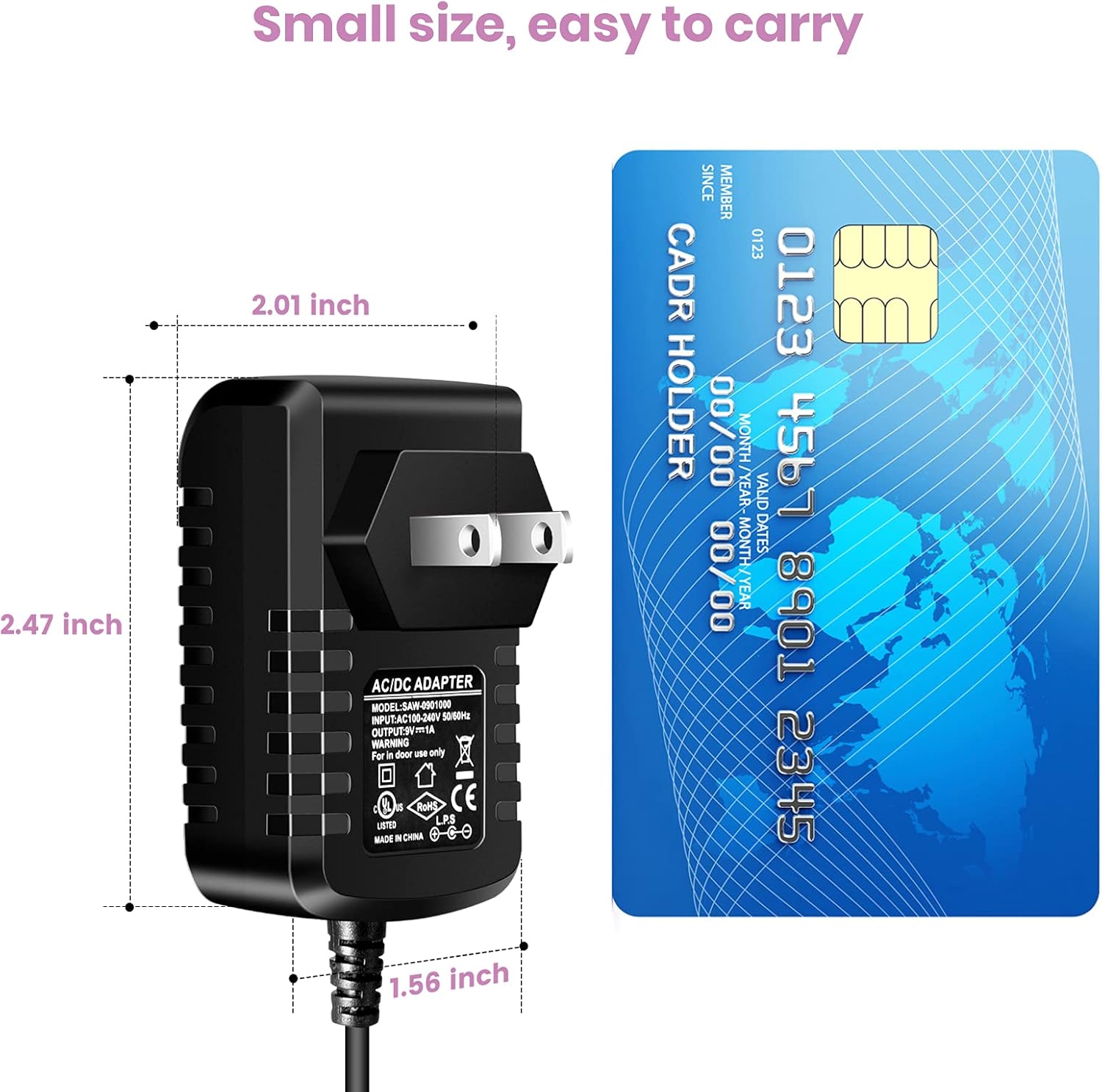 Fuente de alimentación de guitarra, adaptador de cargador de pared de CA 9 V CC 1A 1000 mA Punta Negativa 8 Way Daisy Chain Pedal Cables para la