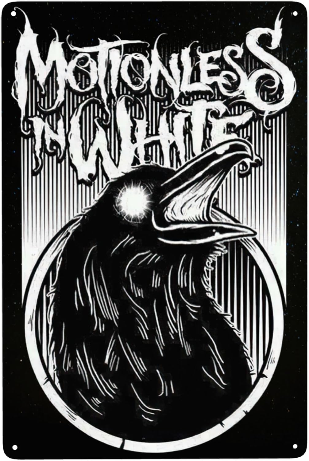 CASDAEL Motionless Music In Band – Letrero de metal vintage blanco para decoración de pared, pósteres artísticos para el hogar, sala de estar, café,