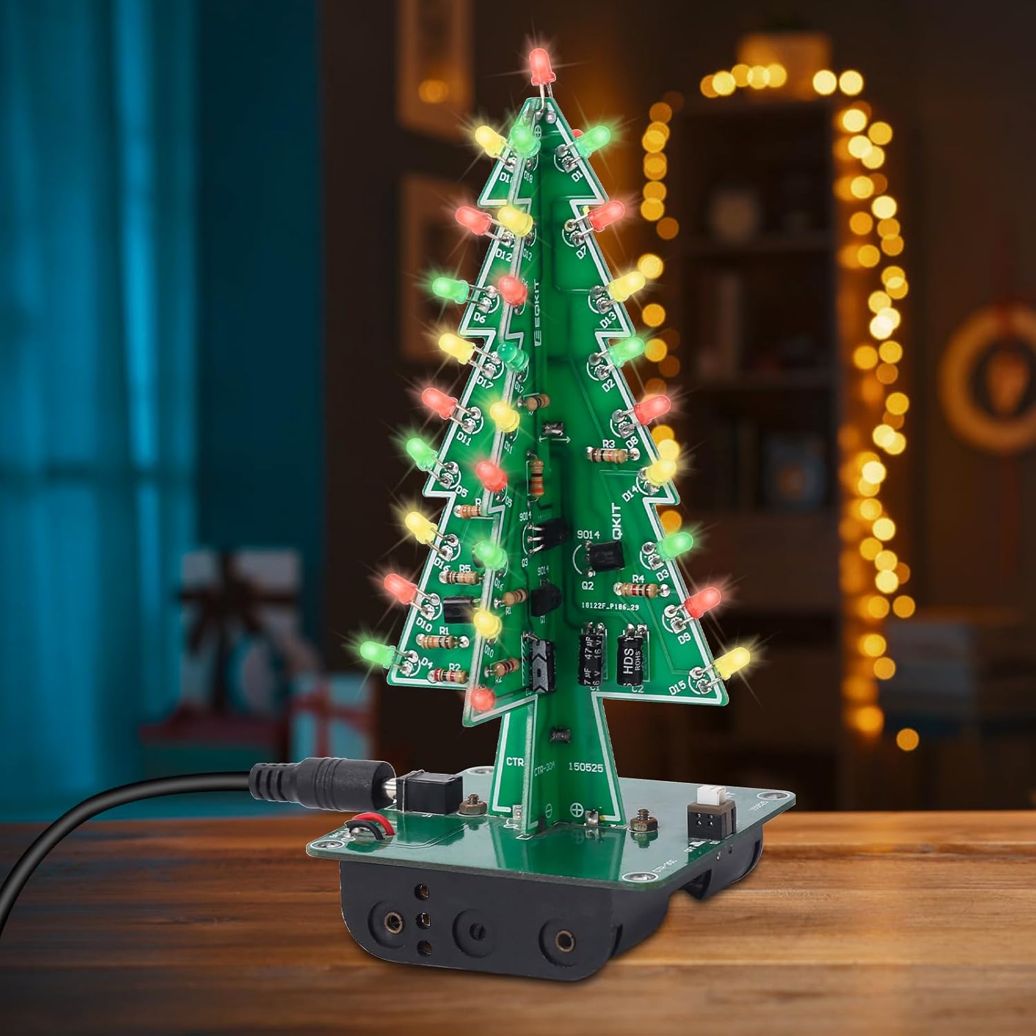 IS Icstation – Proyecto de soldadura de árbol de Navidad, kit de soldadura de árbol de Navidad 3D con luces LED intermitentes, práctica de soldadura