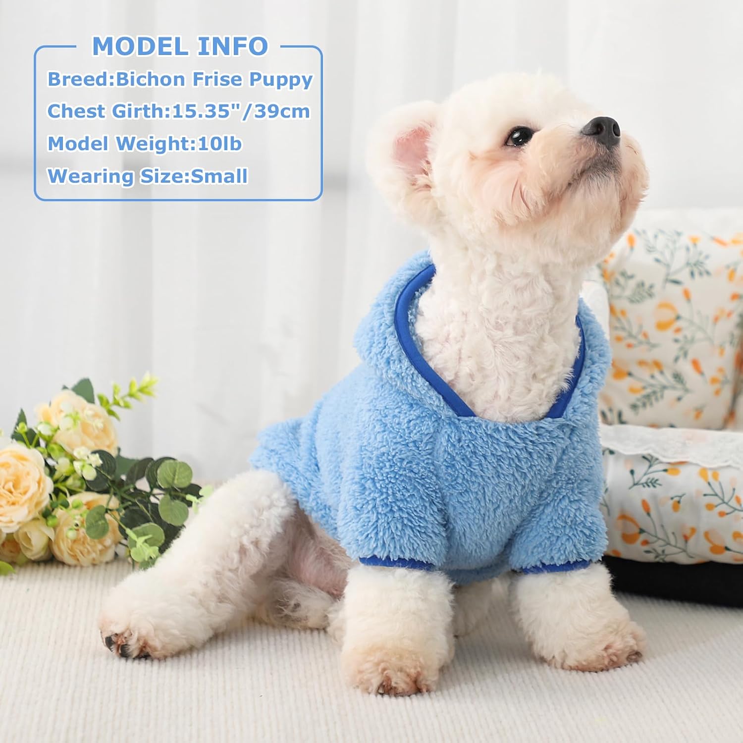 Suéter de forro polar con capucha para perro, suéteres cálidos de terciopelo mullido, ropa de invierno para perros pequeños, niñas y niños, abrigos