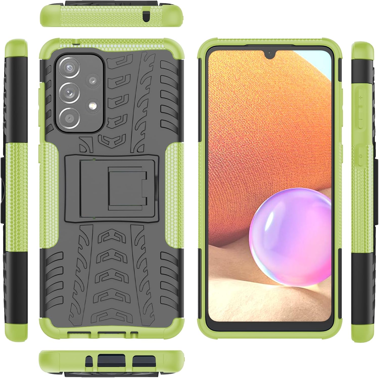 Asuwish Funda de teléfono para Samsung Galaxy A33 5G con protector de pantalla de vidrio templado y soporte delgado, funda protectora híbrida