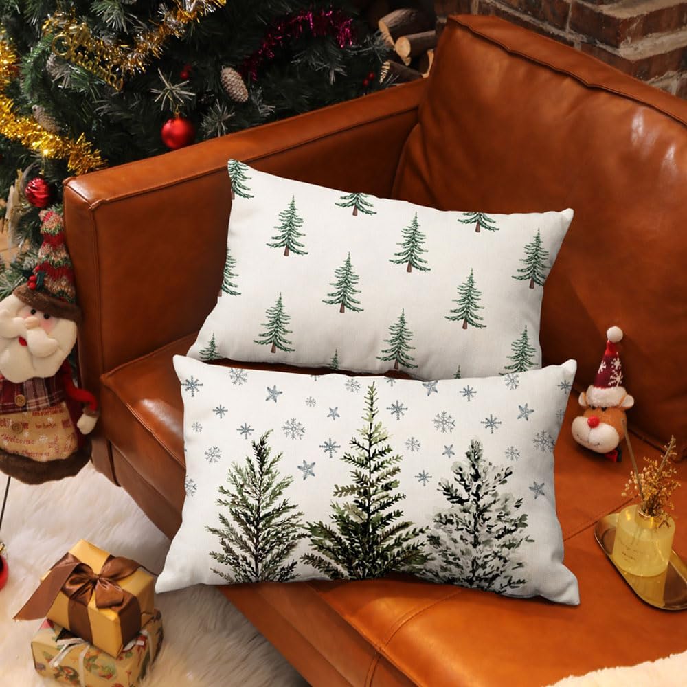 DFXSZ Fundas de almohada de Navidad de 12 x 20 pulgadas, diseño de copo de nieve, decoración de invierno familiar para el sofá del hogar 041