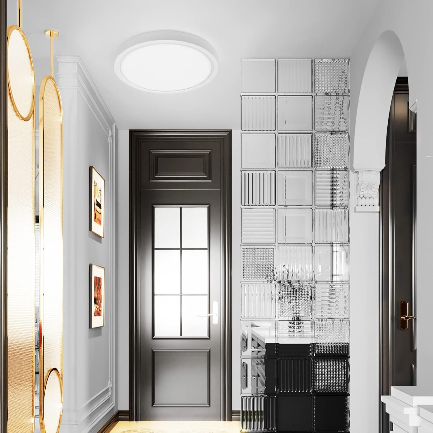 Lámpara de techo LED de montaje empotrado, súper delgada de 7 pulgadas, luz de techo LED de 6500 K para dormitorio, sala de estar, comedor