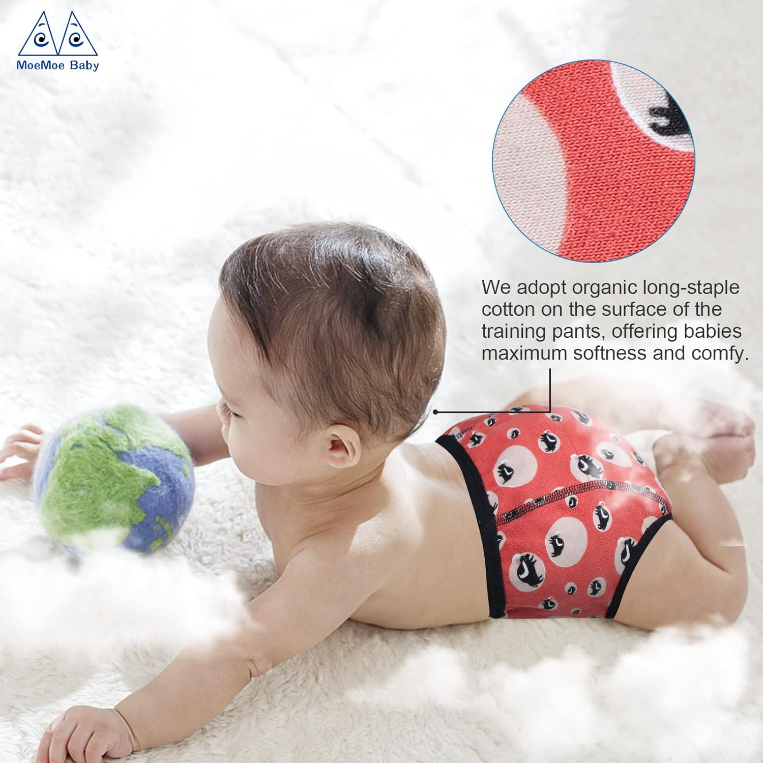 MOEMOE BABY Paquete de 8 pantalones de entrenamiento de algodón para niños y niñas de 2 a 7 años