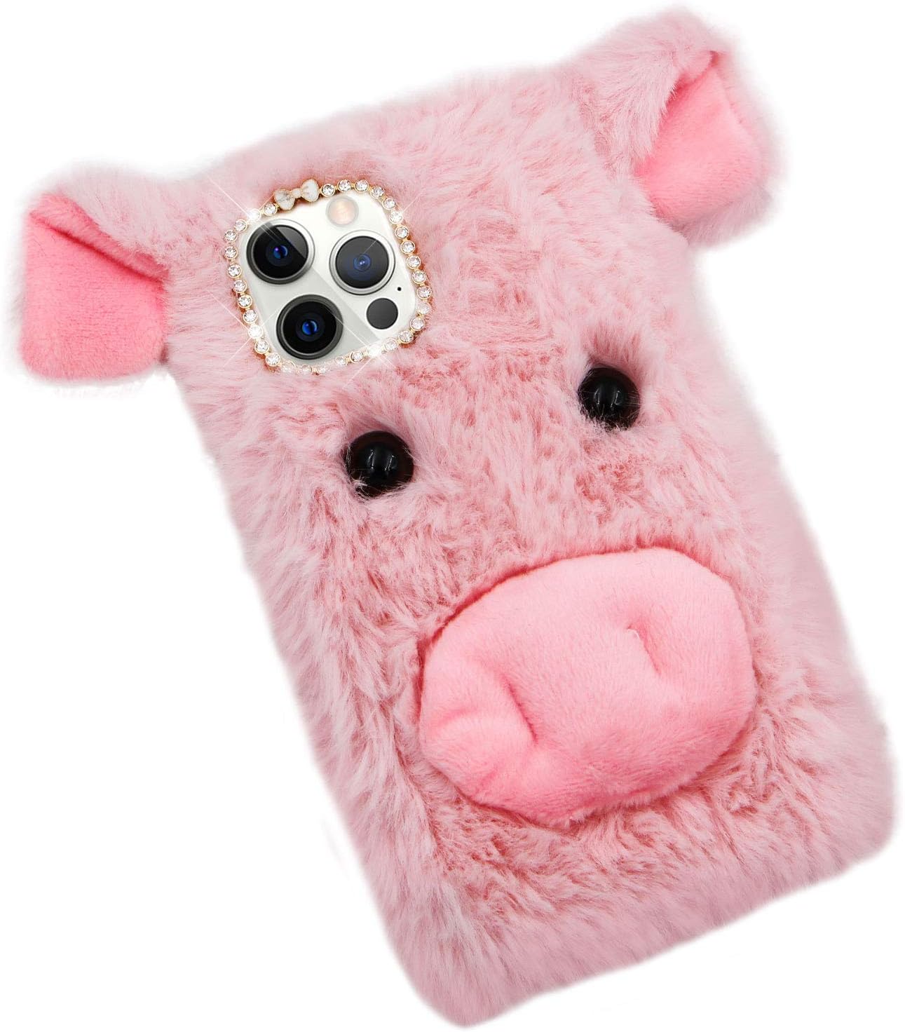 Funda de cerdo para Samsung Galaxy S20 FE, bonita funda protectora de peluche en 3D de dibujos animados de cerdito divertida y esponjosa, suave, de