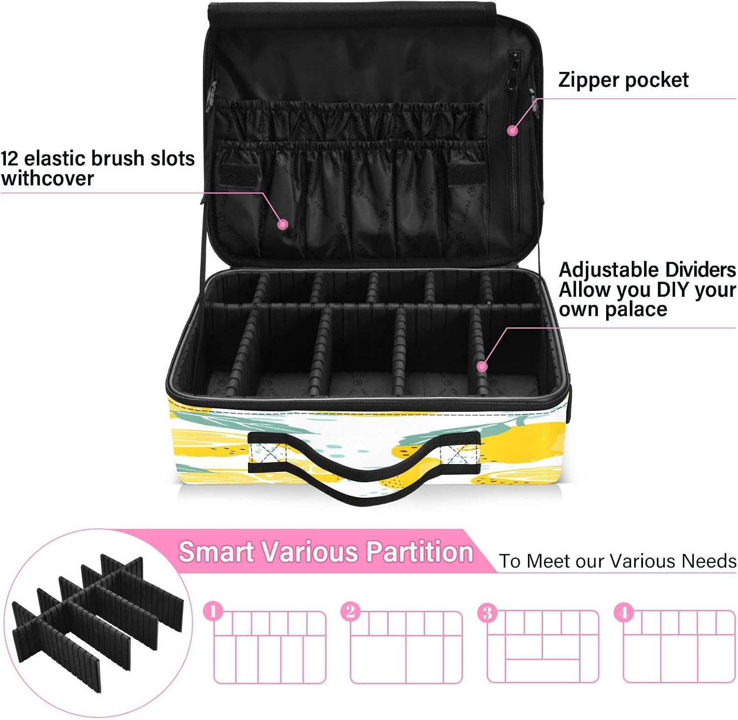 Slices Whole Lemons cosmetic bag with zipper bag toiletry travel kit bag with compartments makeup train case makeup bolsos para cosmeticos for women