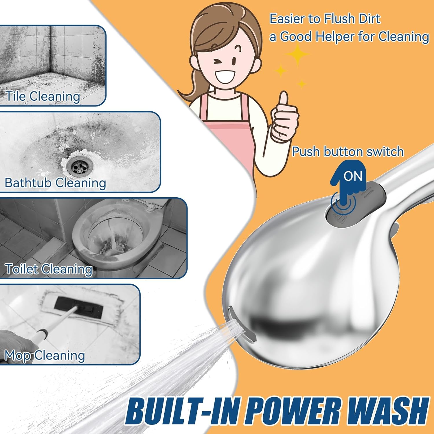 SunCleanse Cabezal de ducha de mano de 9 modos de alta presión, cabezales de ducha de cromo pulido con interruptor de pausa de encendidoapagado,