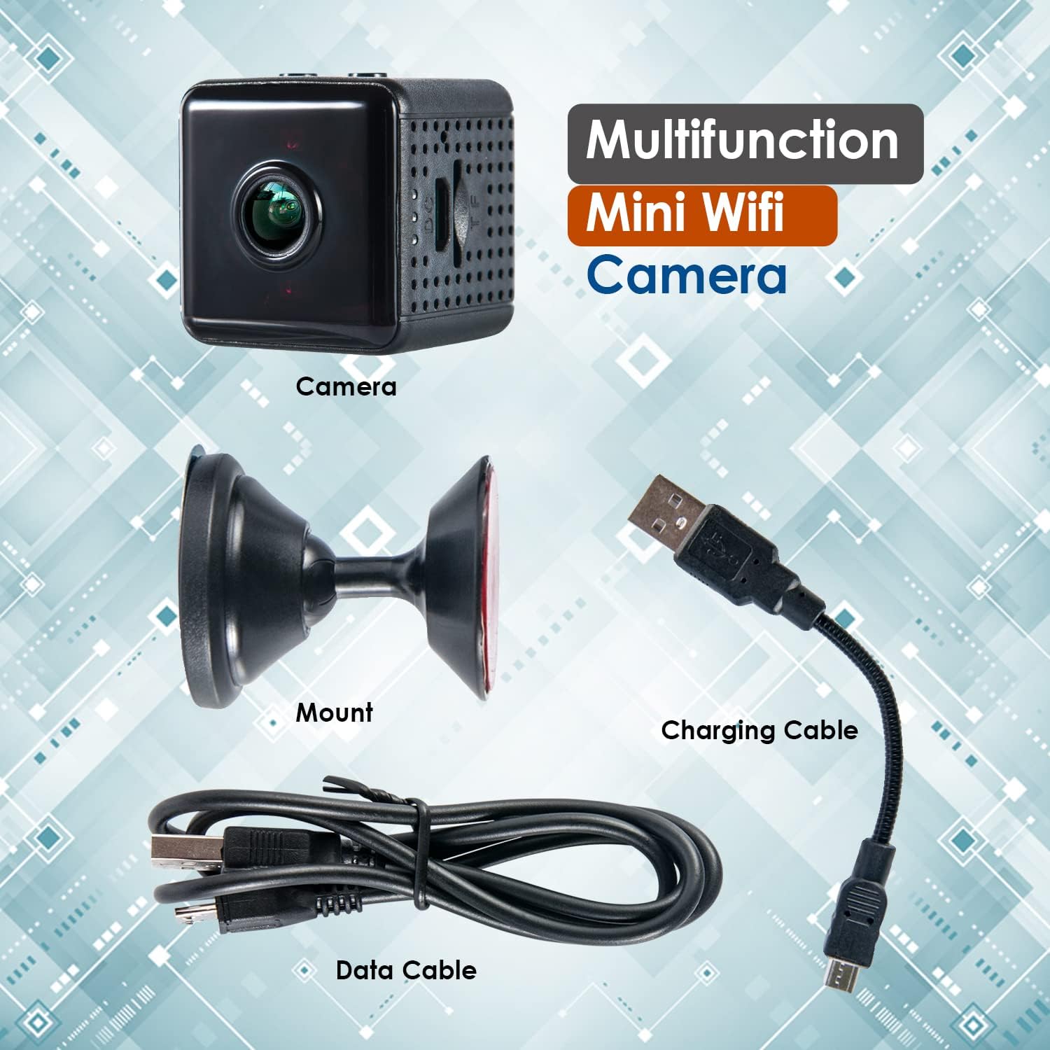 GaRcan Cámara de seguridad para el hogar, 1080p 2.4Ghz WiFi Cámara de vigilancia interior con visión nocturna, detección de movimiento y aplicación