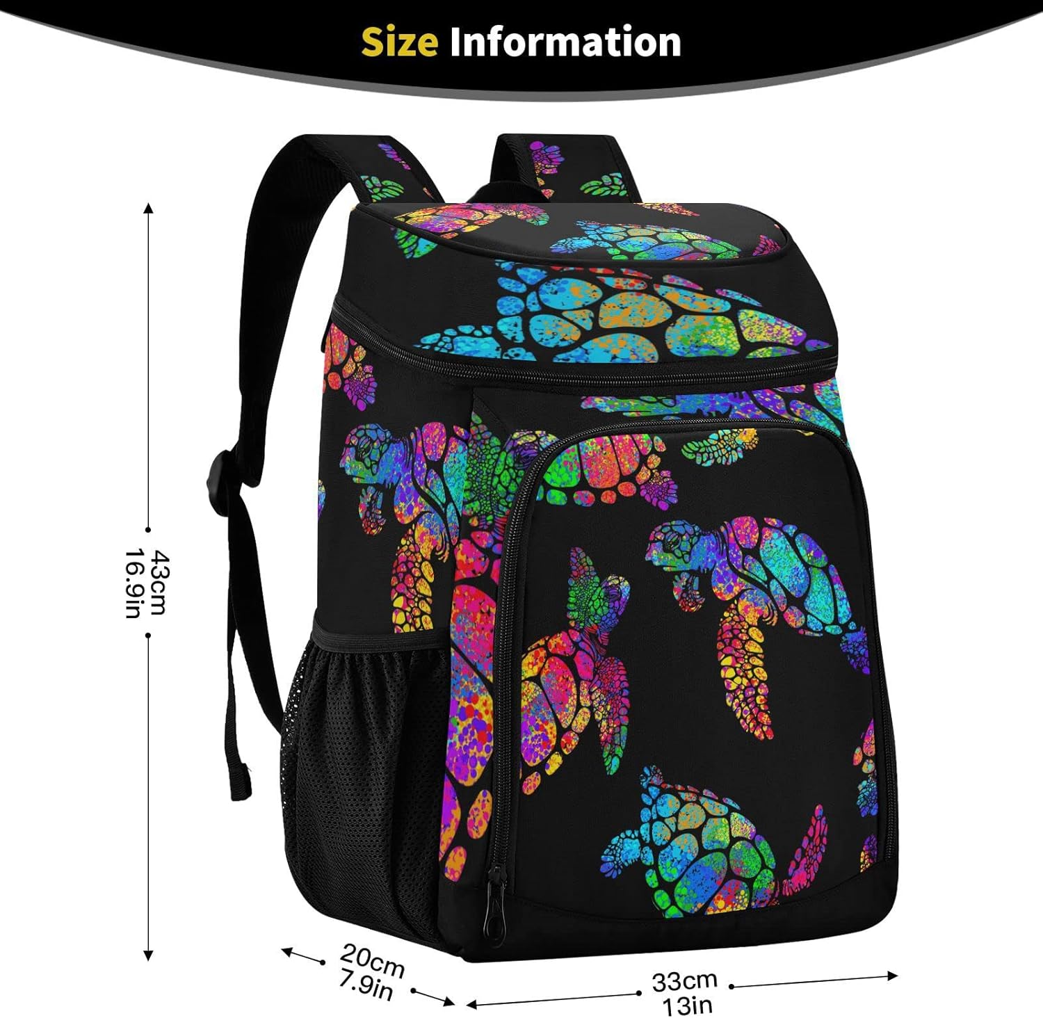 Mochila bohemia con diseño de tortuga marina a prueba de fugas, aislada, impermeable, suave, para la playa, para hombres y mujeres, para el trabajo,
