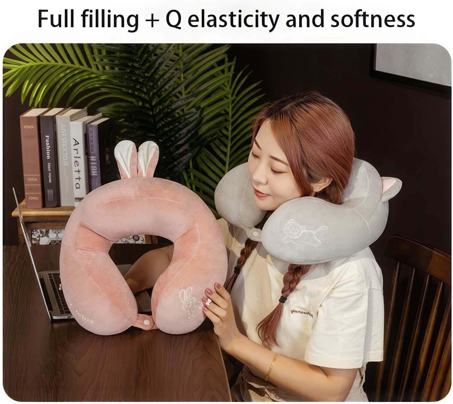 SKYBAT Cartoon animal U-shaped pillow, three-dimensional hump cervical pillow, office nap pillow, travel airplane neck pillow, suitable for children