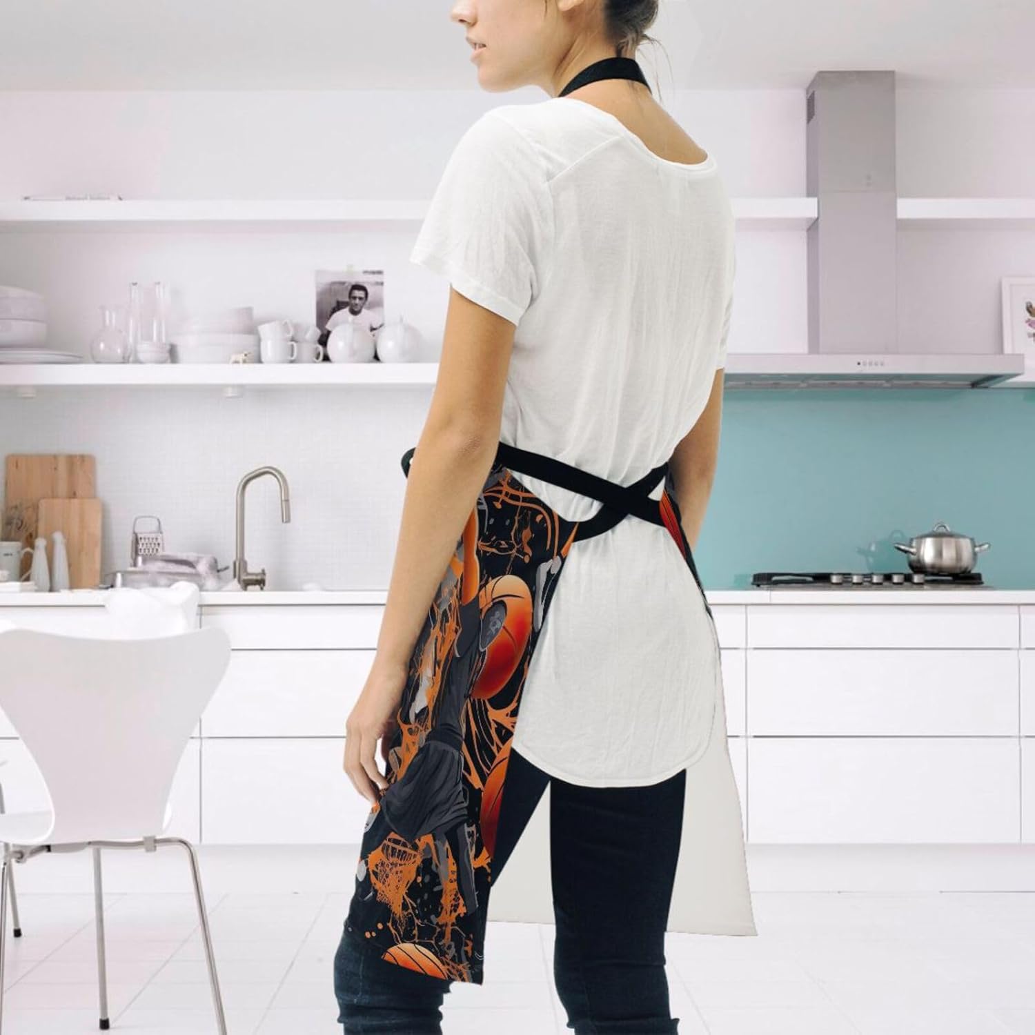 RPLIFE Delantales de baloncesto unisex, delantal de cocina resistente al agua, delantales de camarero con bolsillos, delantales de trabajo para mujer