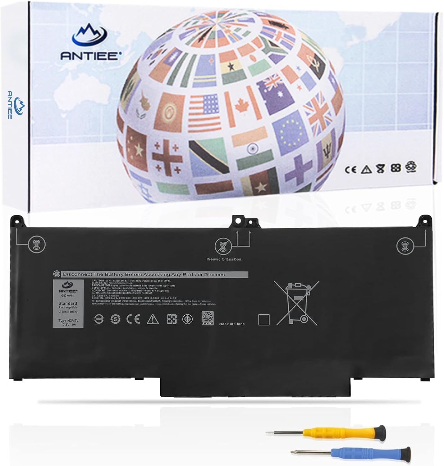 ANTIEE 60WH MXV9V – Batería para portátil Dell Latitude 5300 E5300, 5310 E5310, 7300 E7300, 7400 E7400, 5300 5310 7300 2 en 1,7306 2 en 1, negro,