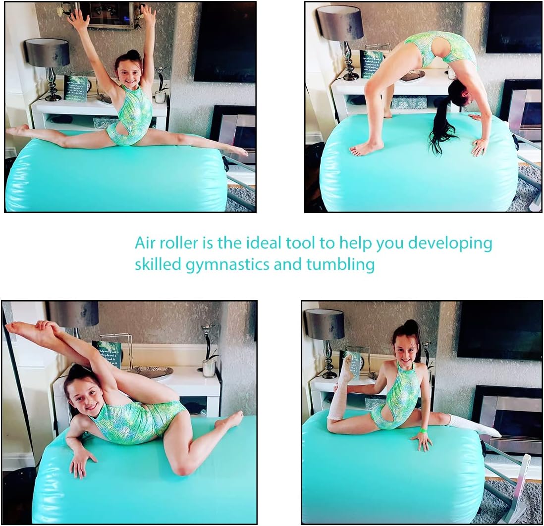 Colchoneta inflable para gimnasia con rodillo de aire, equipo de gimnasia con bomba para entrenamiento de yoga, animadoras, uso doméstico