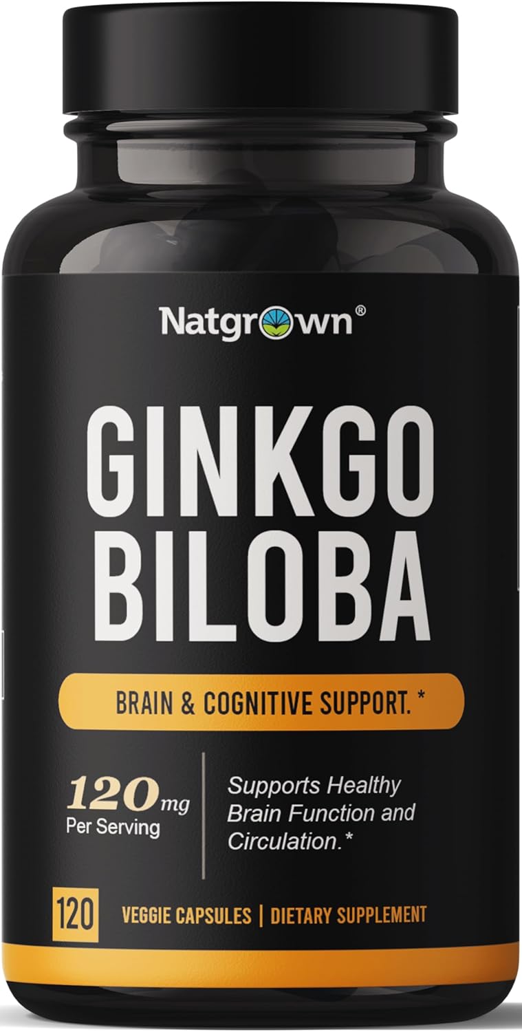 Natgrown Ginkgo Biloba 120mg – Cápsulas de extracto de ginkgo biloba extra fuerza, 120 unidades