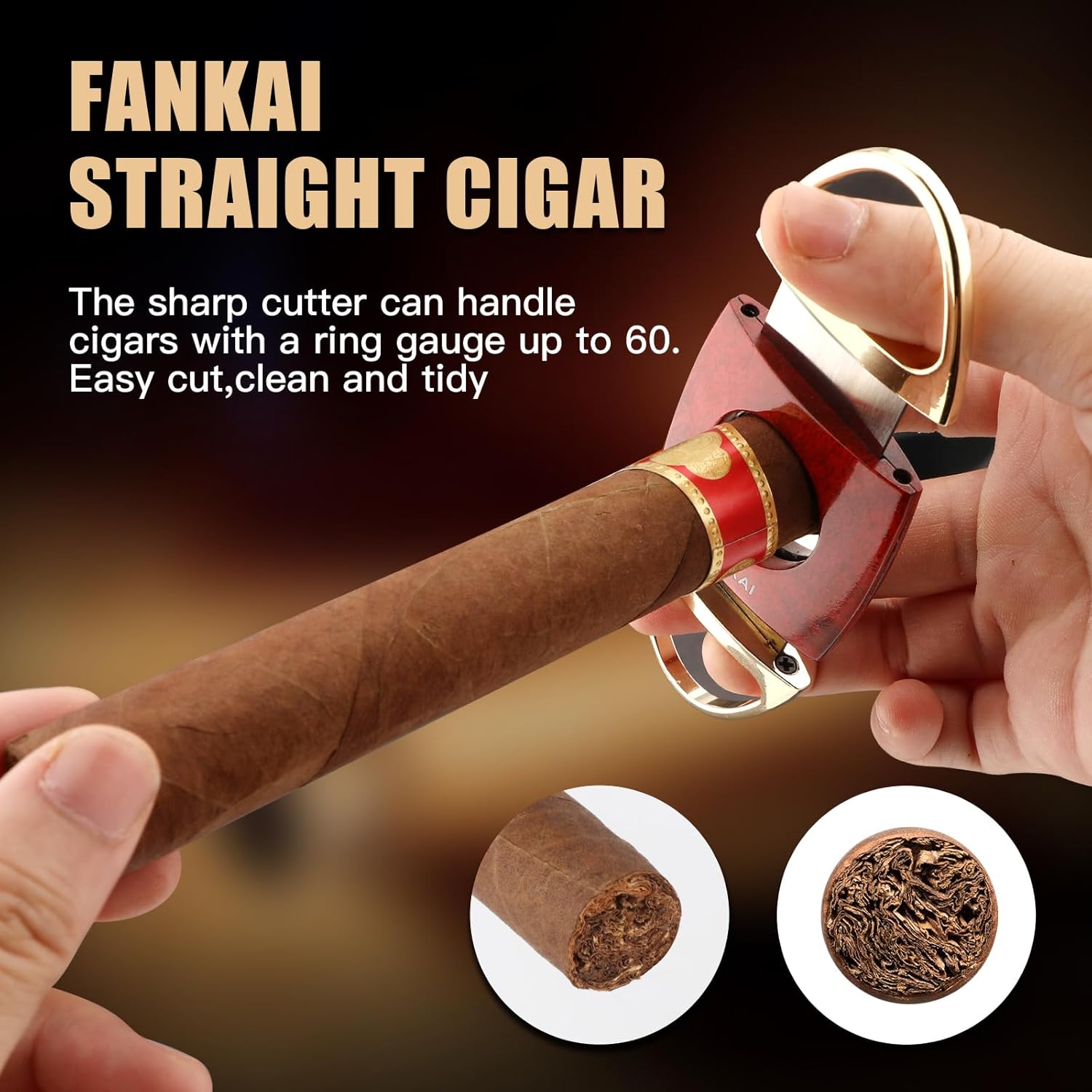 FANKAI Juego de cortadores de puros, cortadores en V, accesorios de guillotina de hasta 60, corte perfecto, regalo ideal para el día del padre,