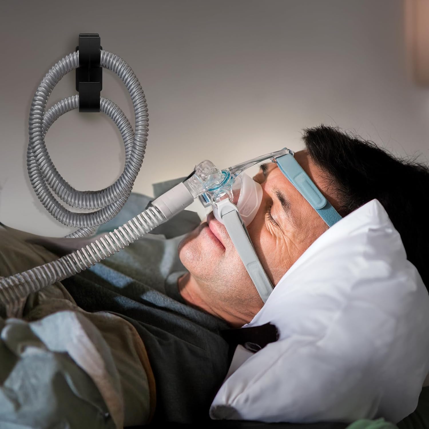 Paquete de 2 ganchos de manguera CPAP  Gancho para máscara CPAP antidesenganche y soporte de tubo CPAP, organizador de manguera CPAP antideslizante