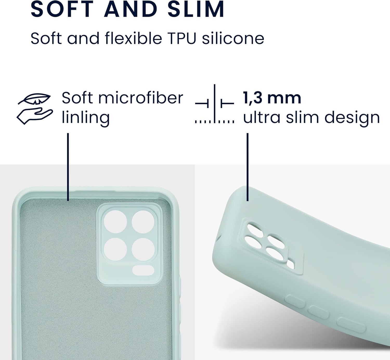 kwmobile Funda compatible con Realme 88 Pro – Funda protectora delgada de TPU con acabado mate suave – Menta fresca
