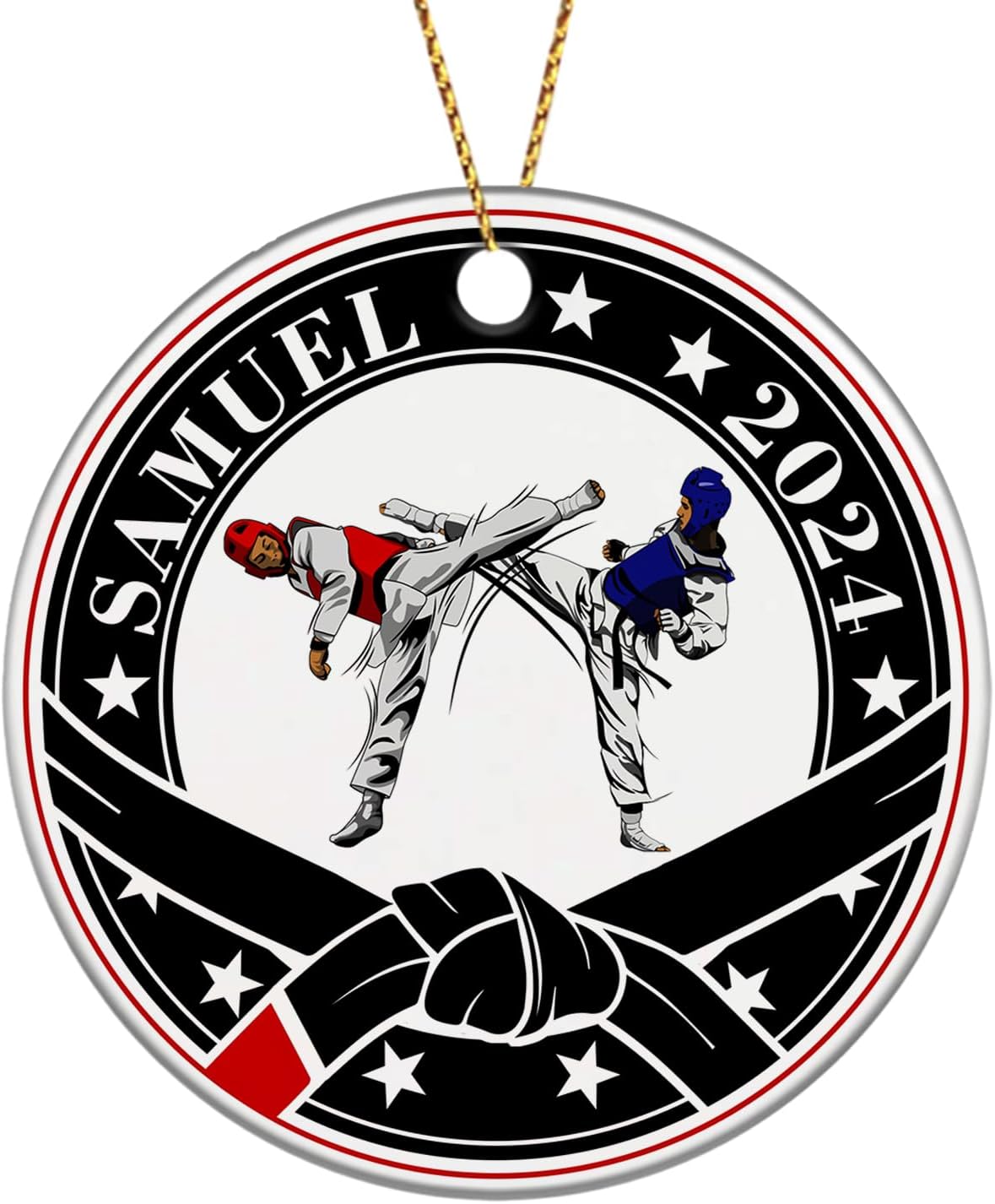 Adorno de taekwondo personalizado, regalos de adorno de Navidad 2023, adorno de taekwondo personalizado, decoración de árbol de Navidad, regalo