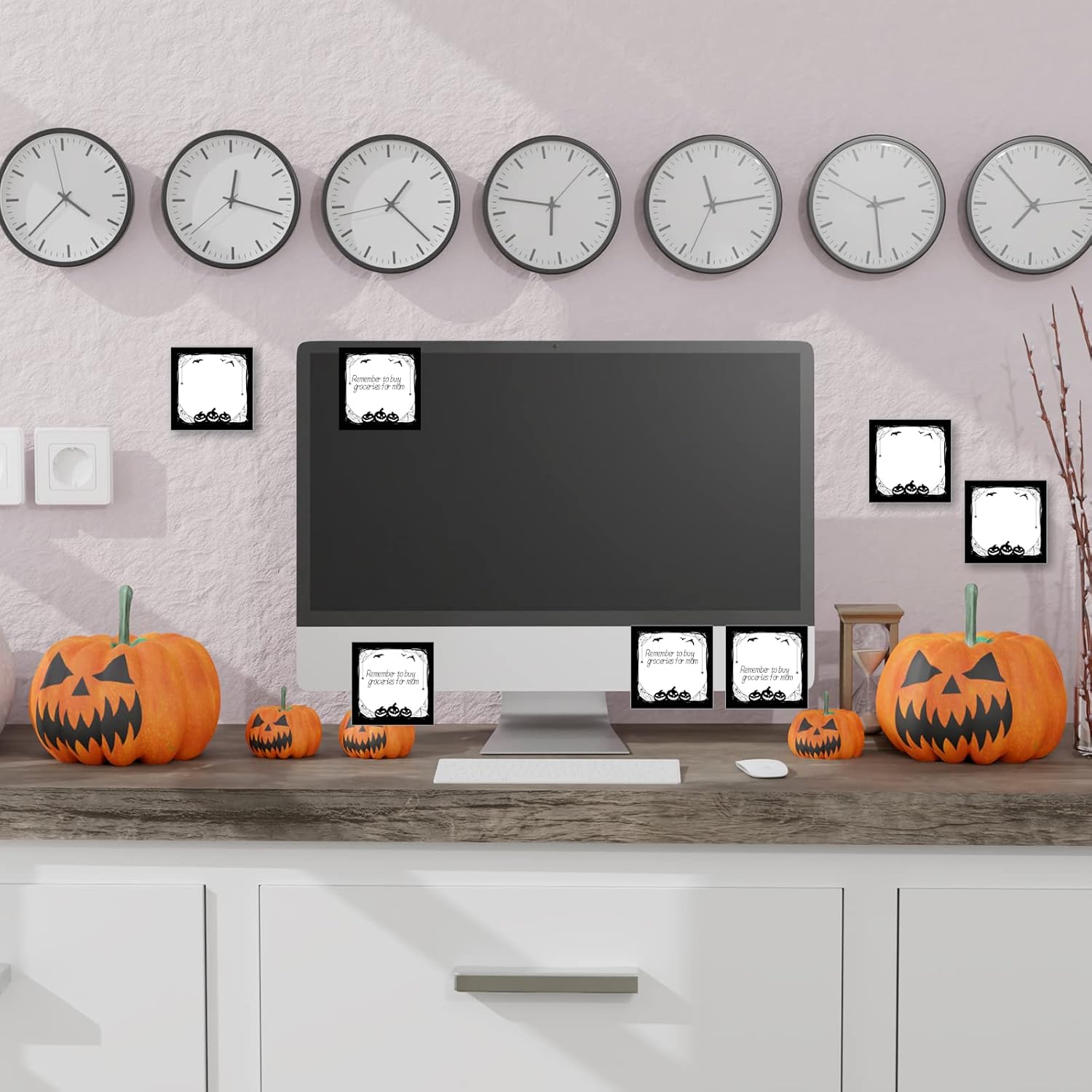 Bloc de notas adhesivas de Halloween con murciélago de calabaza araña, notas de estudio de trabajo, 450 piezas de notas autoadhesivas extraíbles de