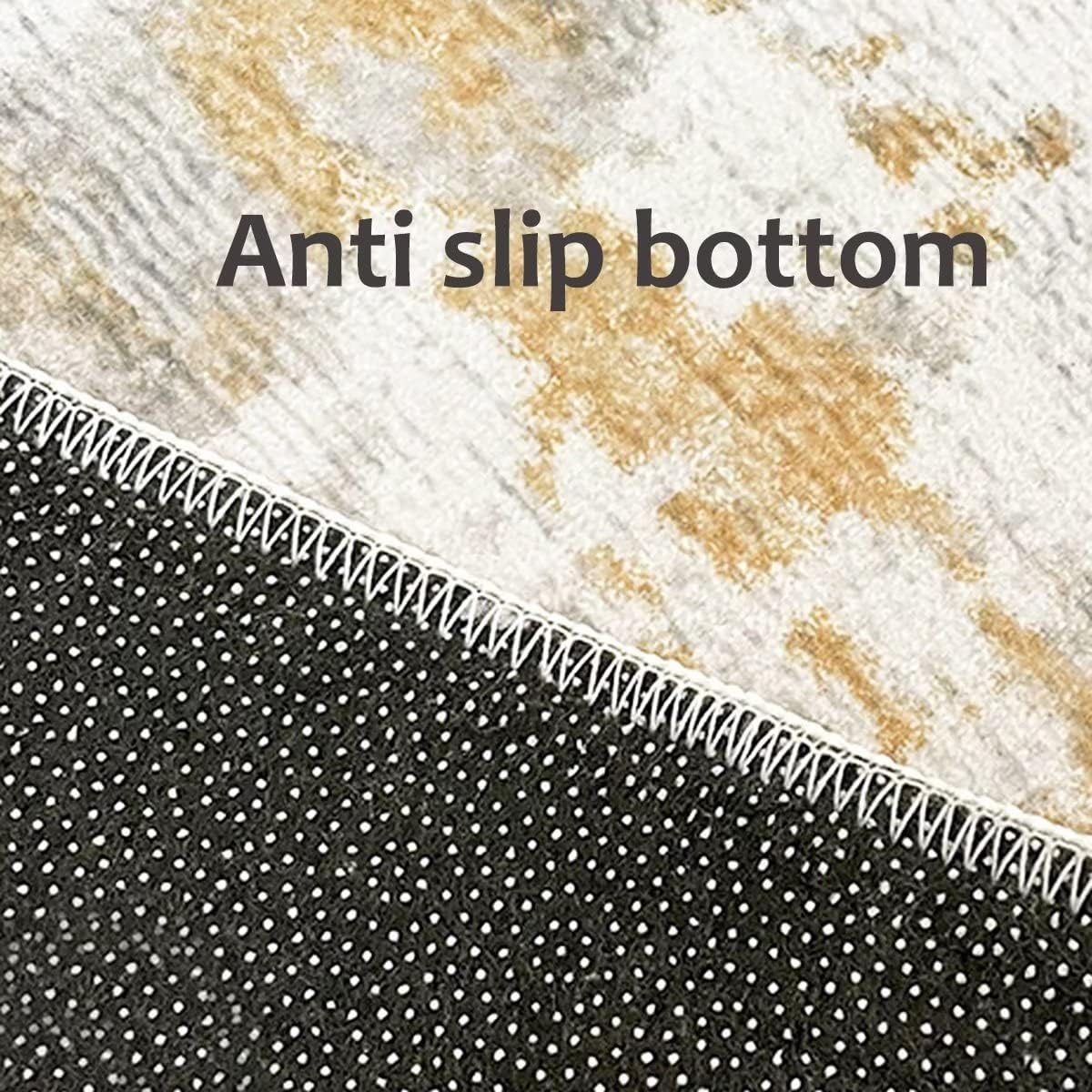 Alfombra redonda de 5 pies para sala de estar y comedor, diseño de mandala azul bohemio para interiores, tapete antideslizante floral para interiores