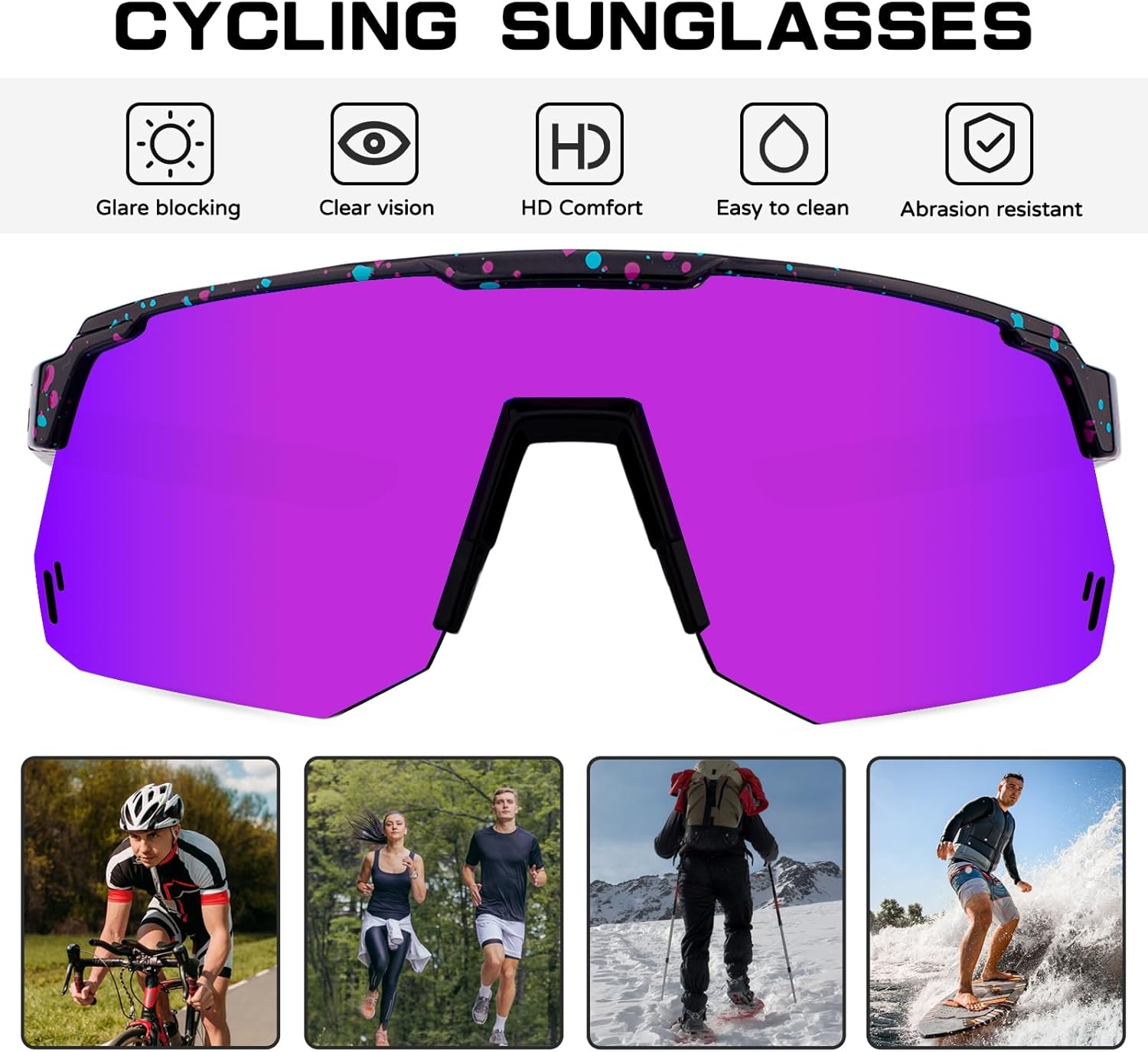 QLIFE Gafas de sol polarizadas para hombres y mujeres, protección UV400, gafas deportivas para jóvenes, gafas para béisbol y correr