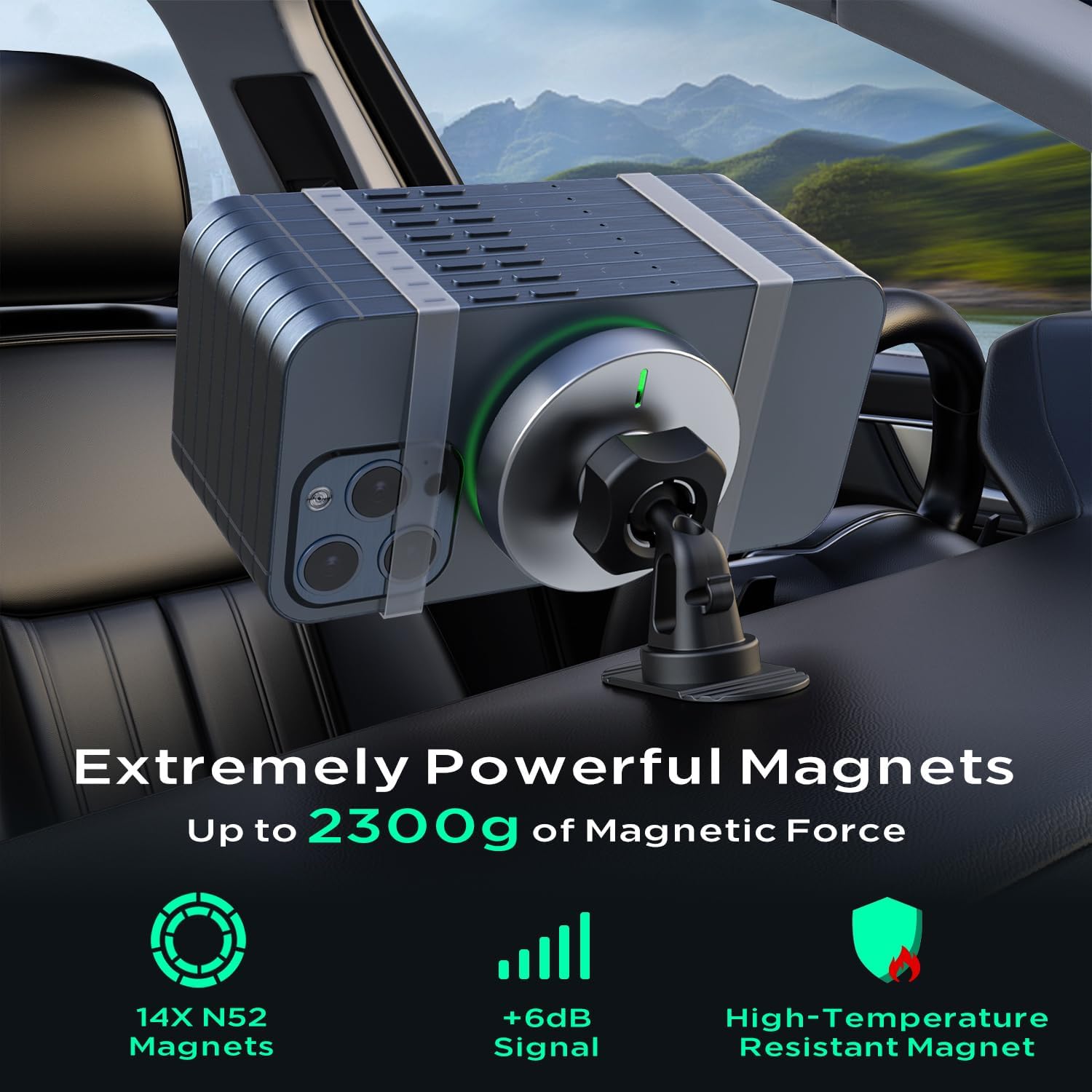 TIKECO Cargador de coche MagSafe, cargador inalámbrico magnético de 15 W, soporte de teléfono para salpicadero de ventilación de aire, soporte