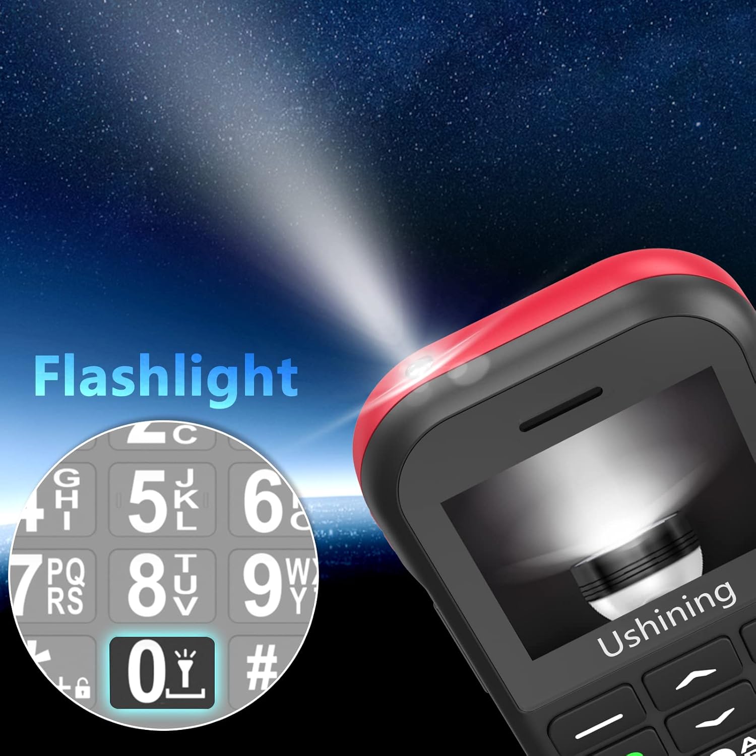 USHINING Teléfono celular 4G LTE desbloqueado para personas mayores con tarjeta SIM Speed Talk de 1800 mAh Característica de teléfono tipo C