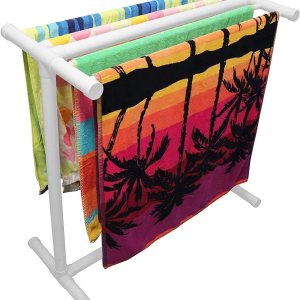 Pool Bins Toallero de piscina para 5 bares, organizador horizontal de almacenamiento junto a la piscina, también almacena flotadores, (20 pulgadas Pool Bins Toallero de piscina para 5 bares, organizador horizontal de almacenamiento junto a la piscina, también almacena flotadores, (20 pulgadas