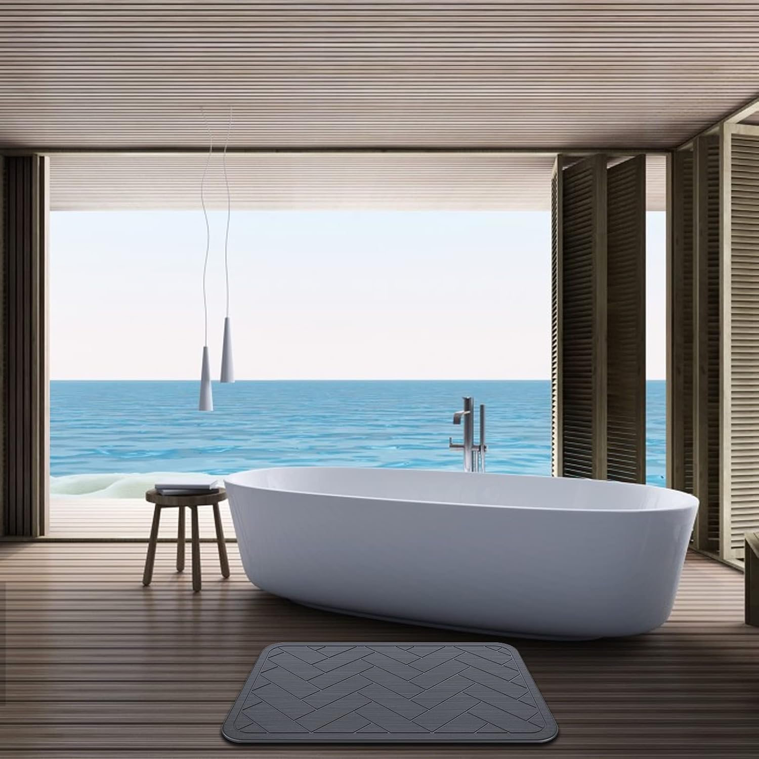 Tapetes de baño de tierra de diatomeas, secado rápido, súper absorbente, tapete de diatomita con antideslizante para suelo de baño, almohadilla