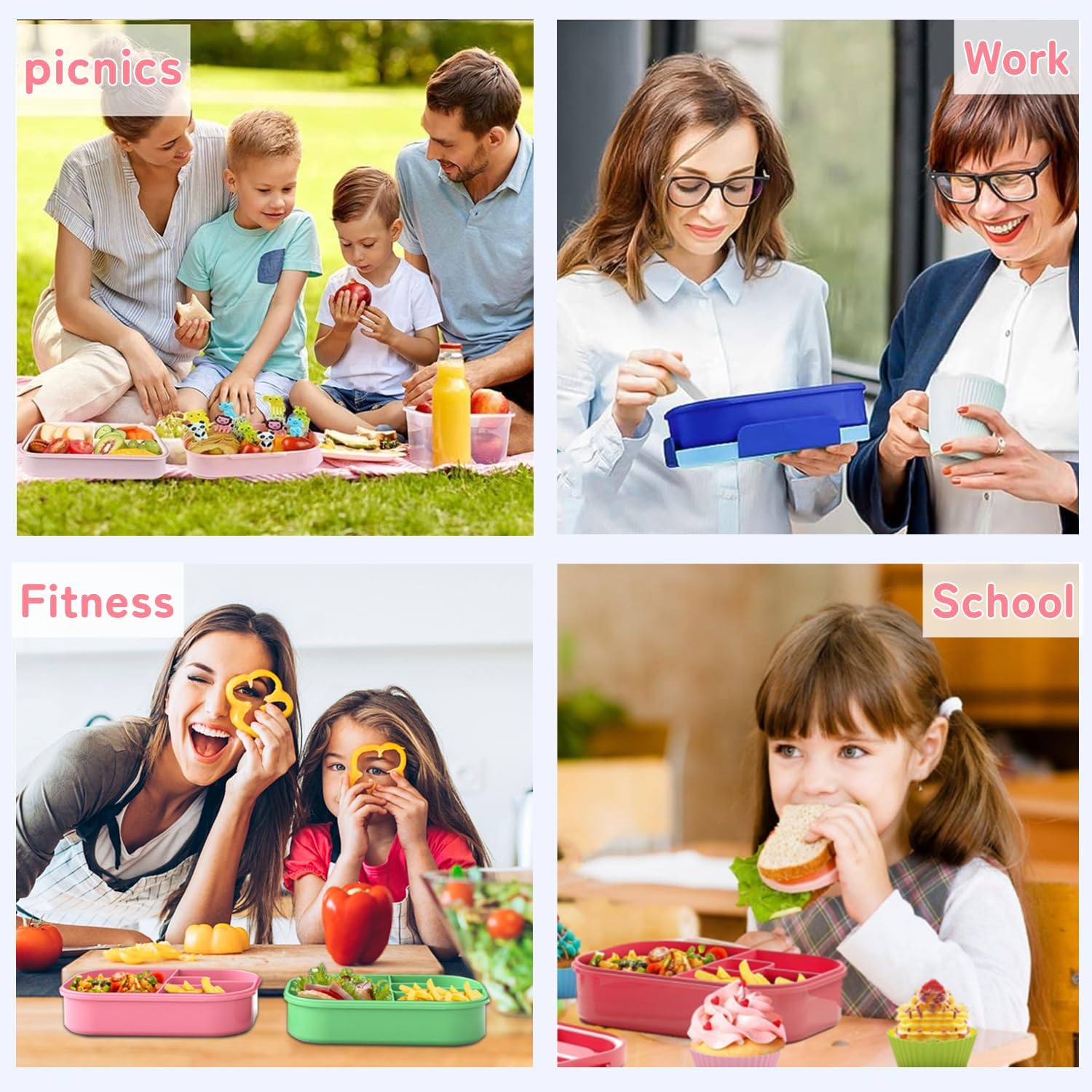Ichiha Lonchera bento, lonchera para niños, lonchera de 44 onzas, 19 unidades, elegante lonchera para adolescentes, ideal para loncheras a prueba de