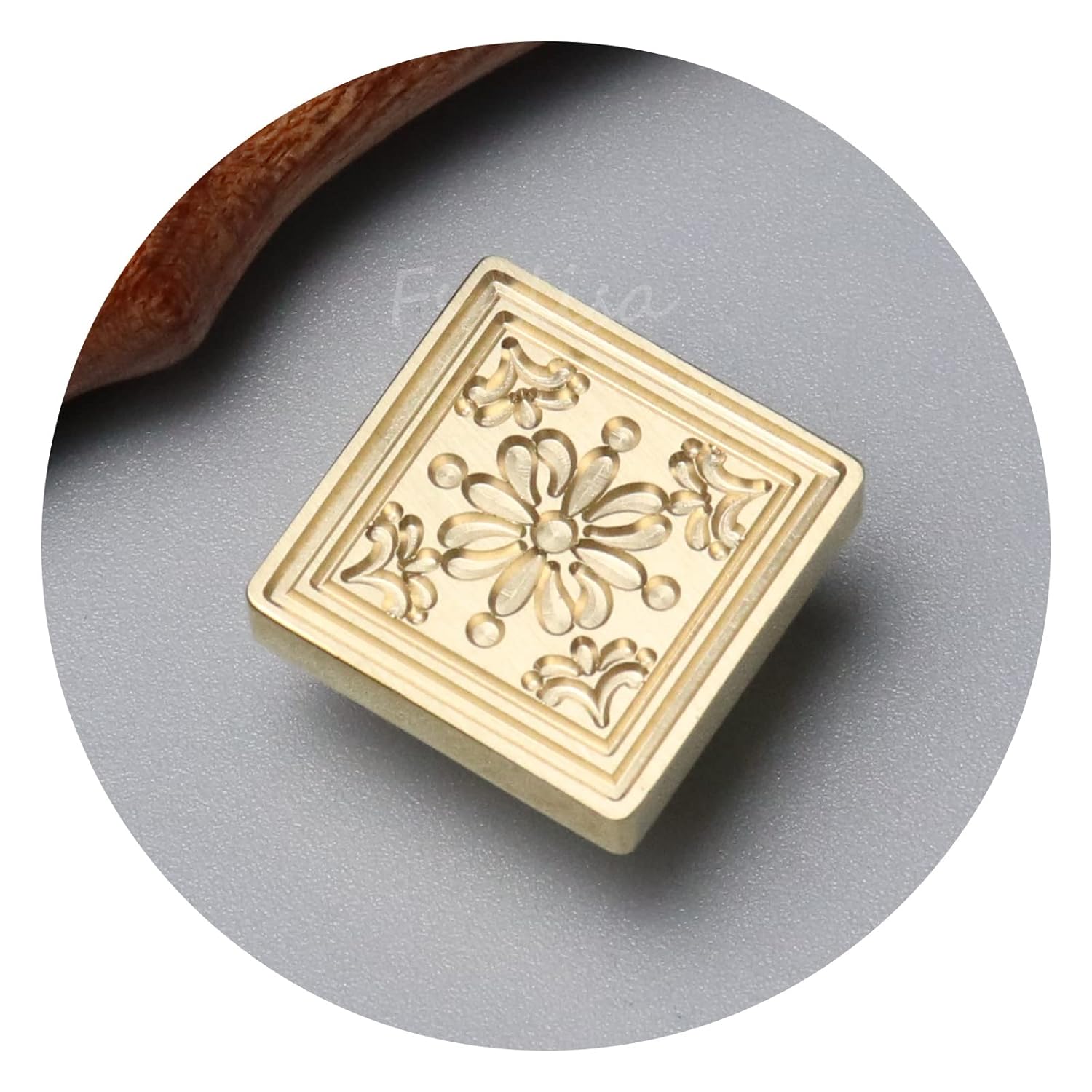 FsAlisa Sello de cera con cabeza de latón extraíble, mango de madera, ideal para adornar sobres, invitaciones de boda, paquetes de vino, envoltura