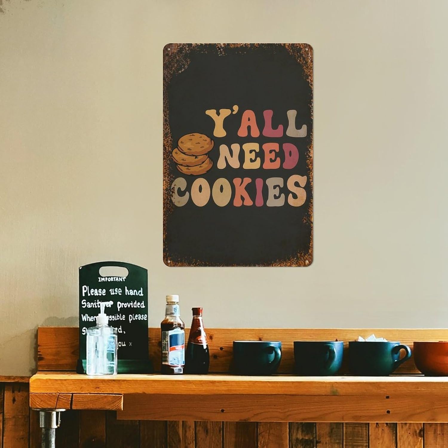 Y’ALL NECESITA COOKIES, divertida decoración artística de pared de cocina, arte de pared de galletas, arte de pared de cocina, logotipo de lata de